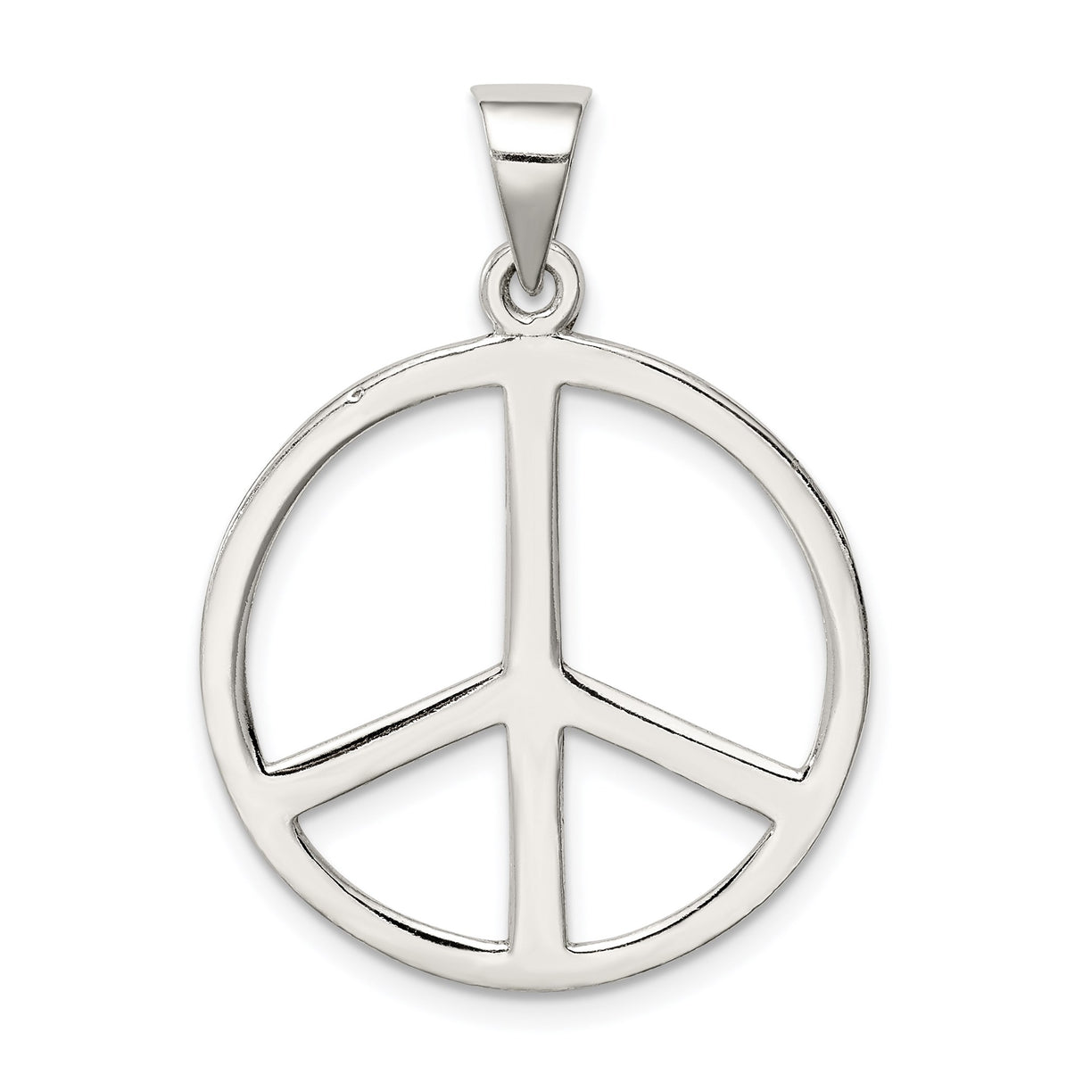 Sterling Silver Peace Sign Pendant, Openwork Boho Charm Symbolizing Harmony and Nonviolence