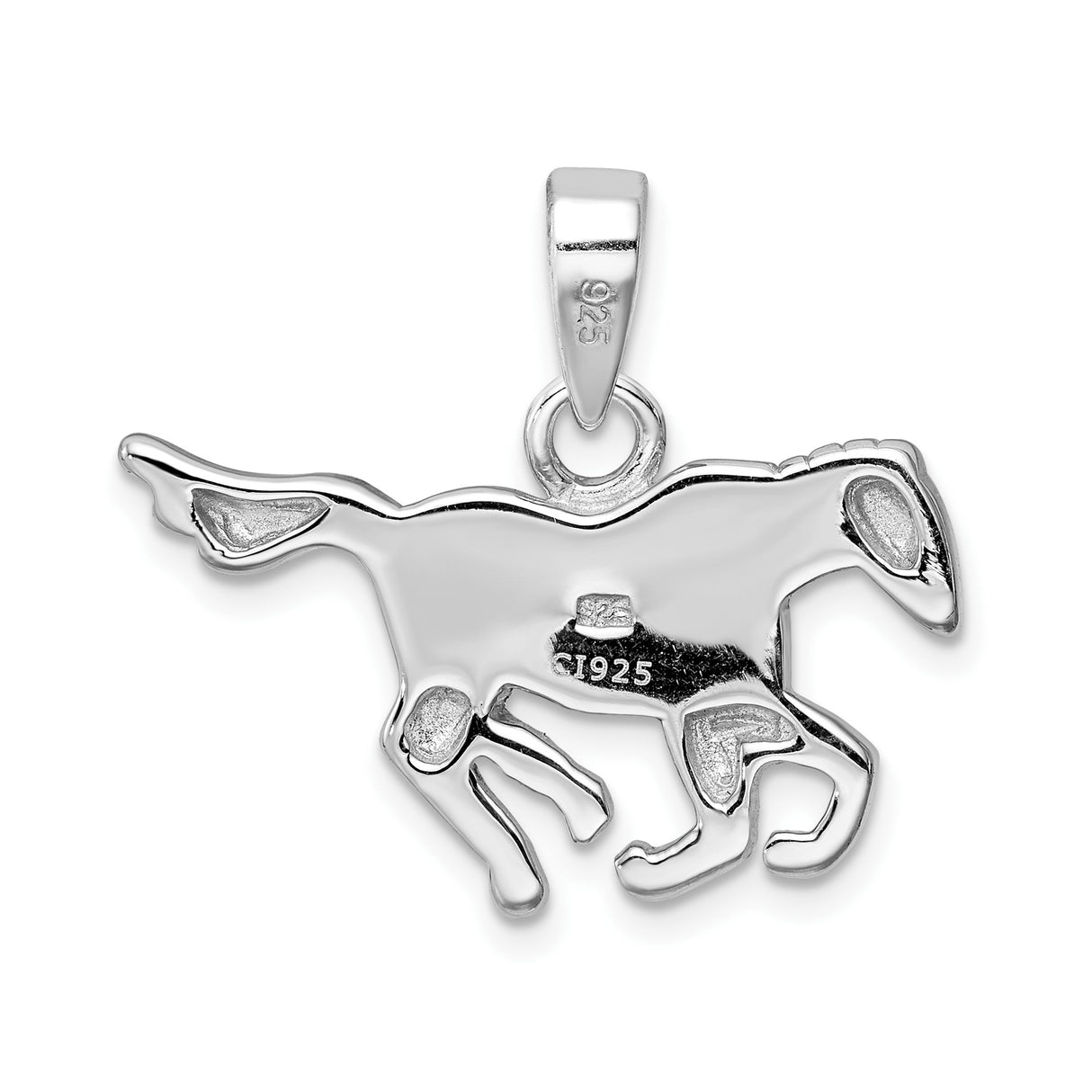 Sterling Silver Horse Pendant with Blue Lab Created Opal Inlay, Running Horse Design