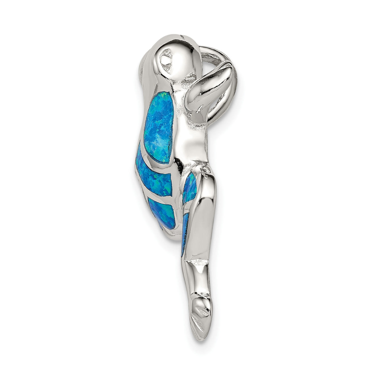 Sterling Silver Frog Pendant with Blue Opal Inlay, Animal Totem Jewelry