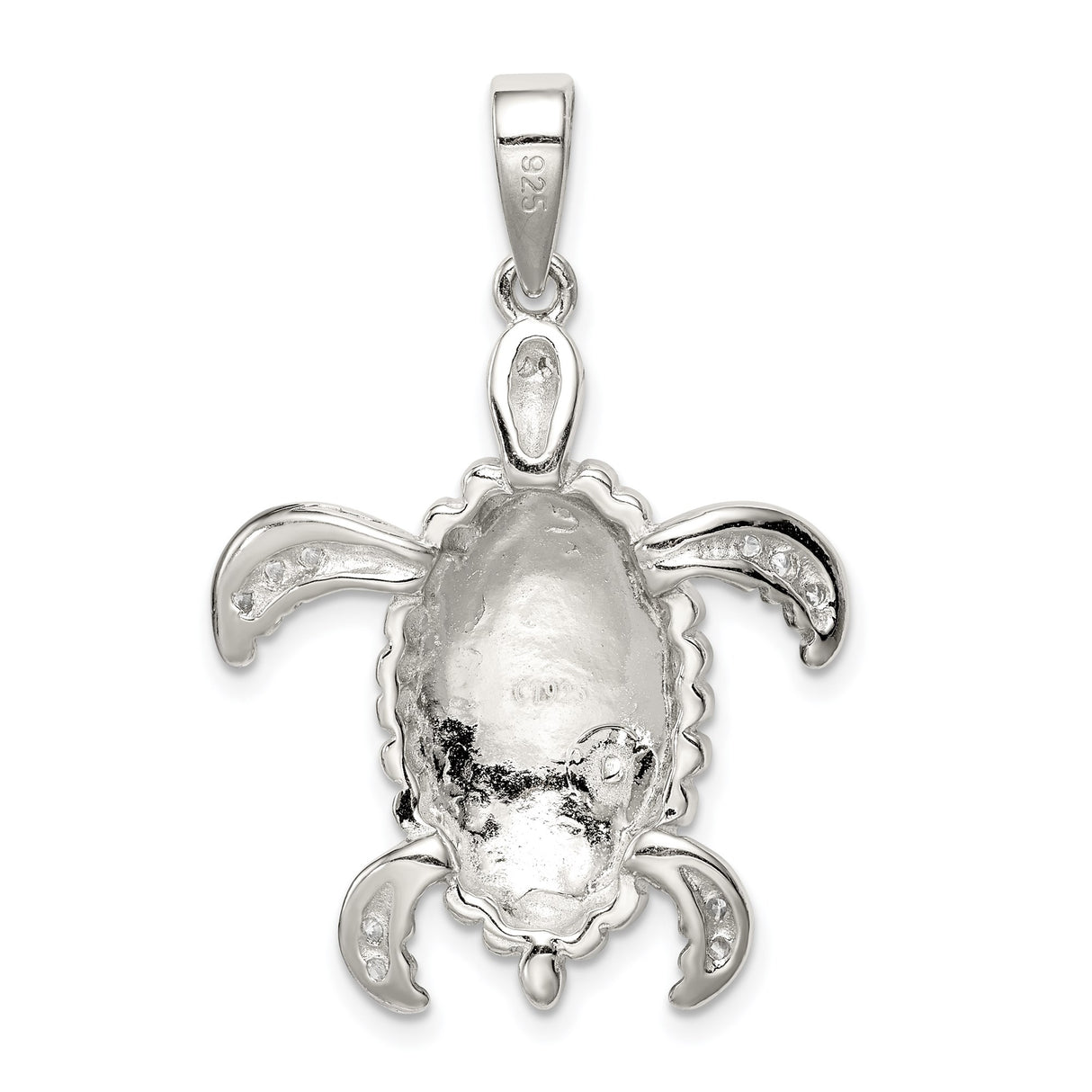 Sterling Silver Sea Turtle Pendant with Blue and Green Opal and Cubic Zirconia Accents