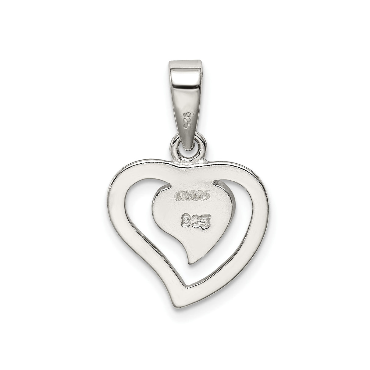 Sterling Silver Heart Pendant with Blue Lab Created Opal and Double Heart Design