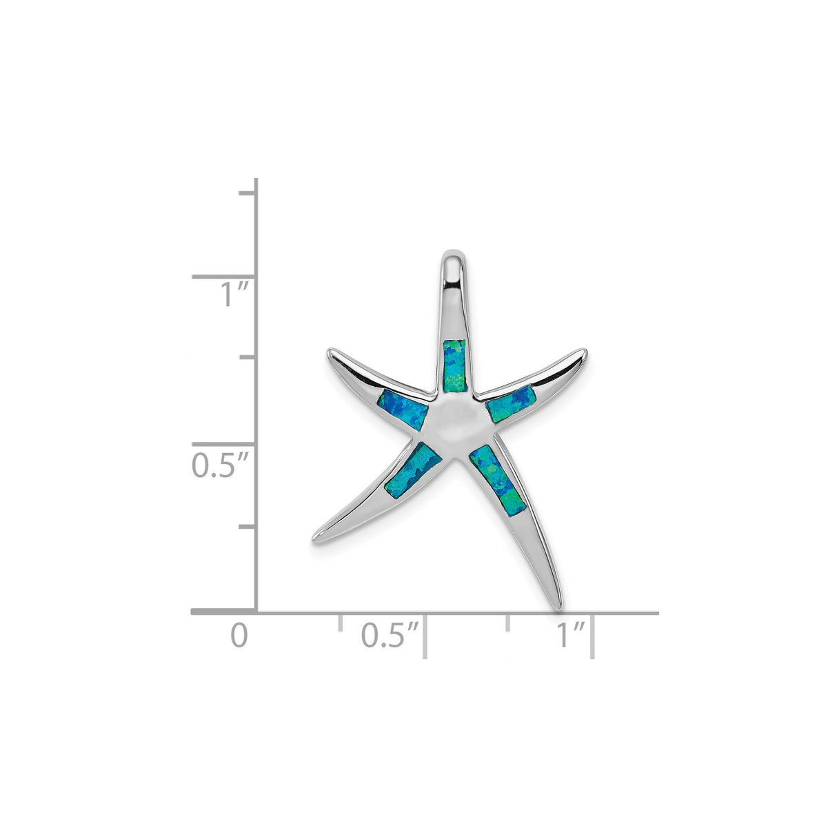 Sterling Silver Starfish Pendant with Blue Green Lab Created Opal, Nautical Ocean Theme