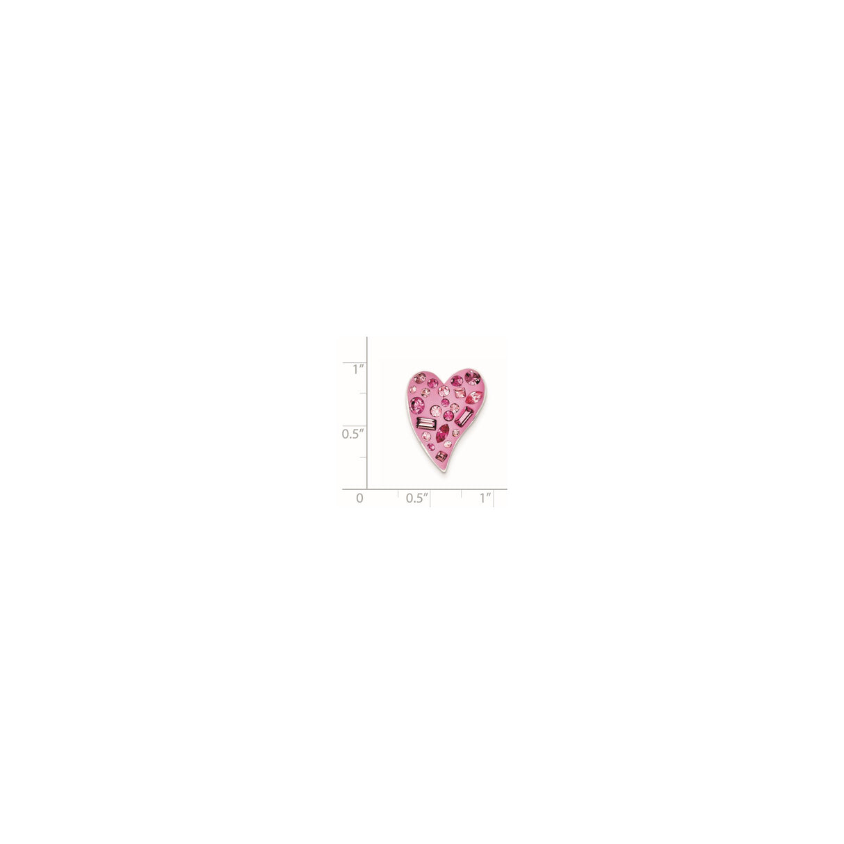 Sterling Silver Heart Pendant with Pink Enamel and Crystals, Asymmetrical Love Design for Women