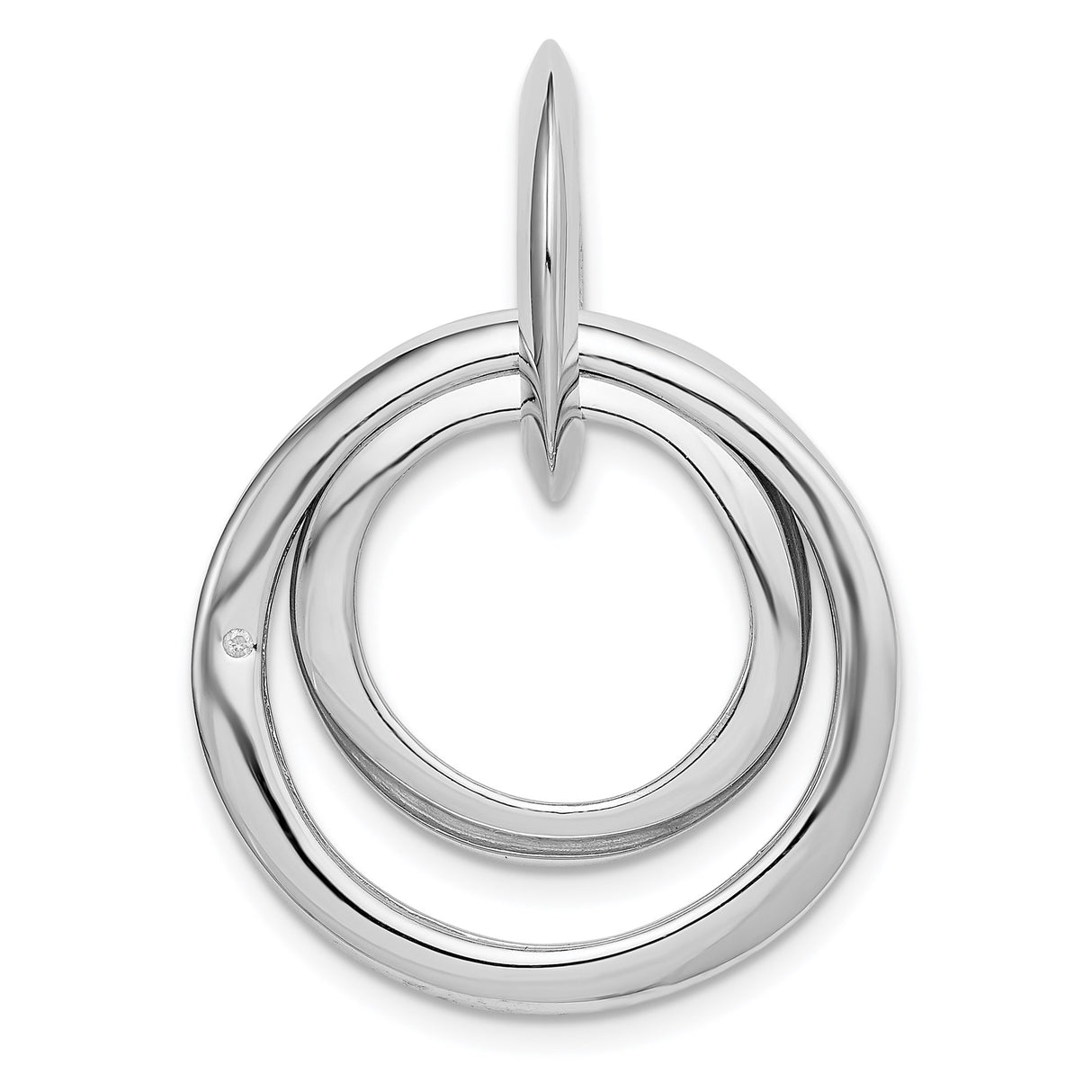 Sterling Silver Pendant with Diamond Accent, Double Circle Infinity Design for Women