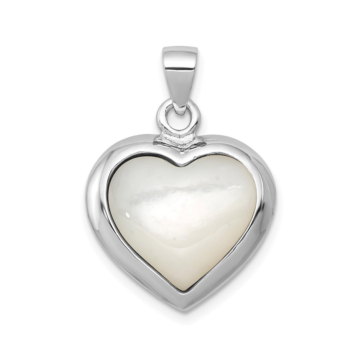 Sterling Silver Heart Pendant with Black Onyx and Mother of Pearl, Minimalist Design for Women
