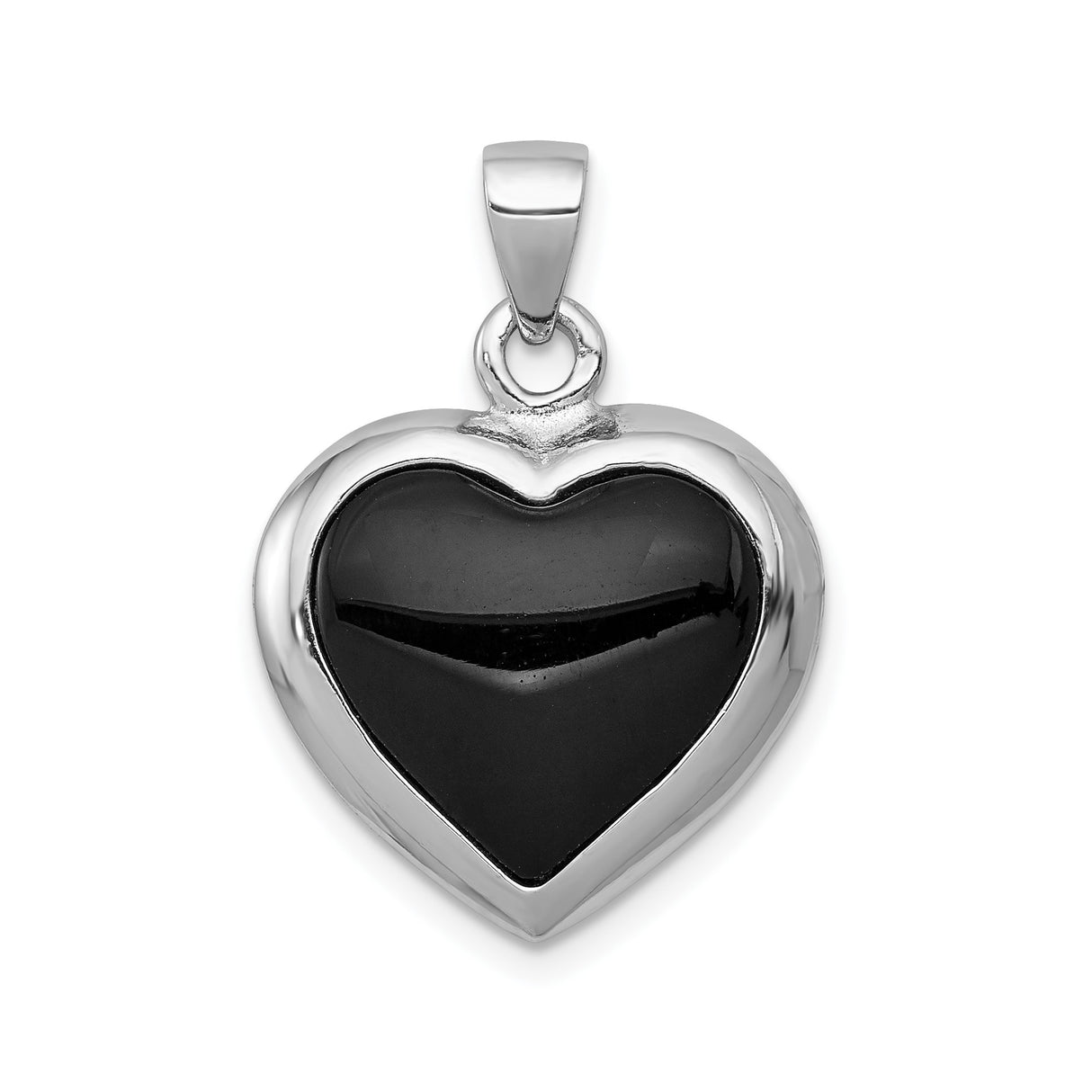 Sterling Silver Heart Pendant with Black Onyx and Mother of Pearl, Minimalist Design for Women