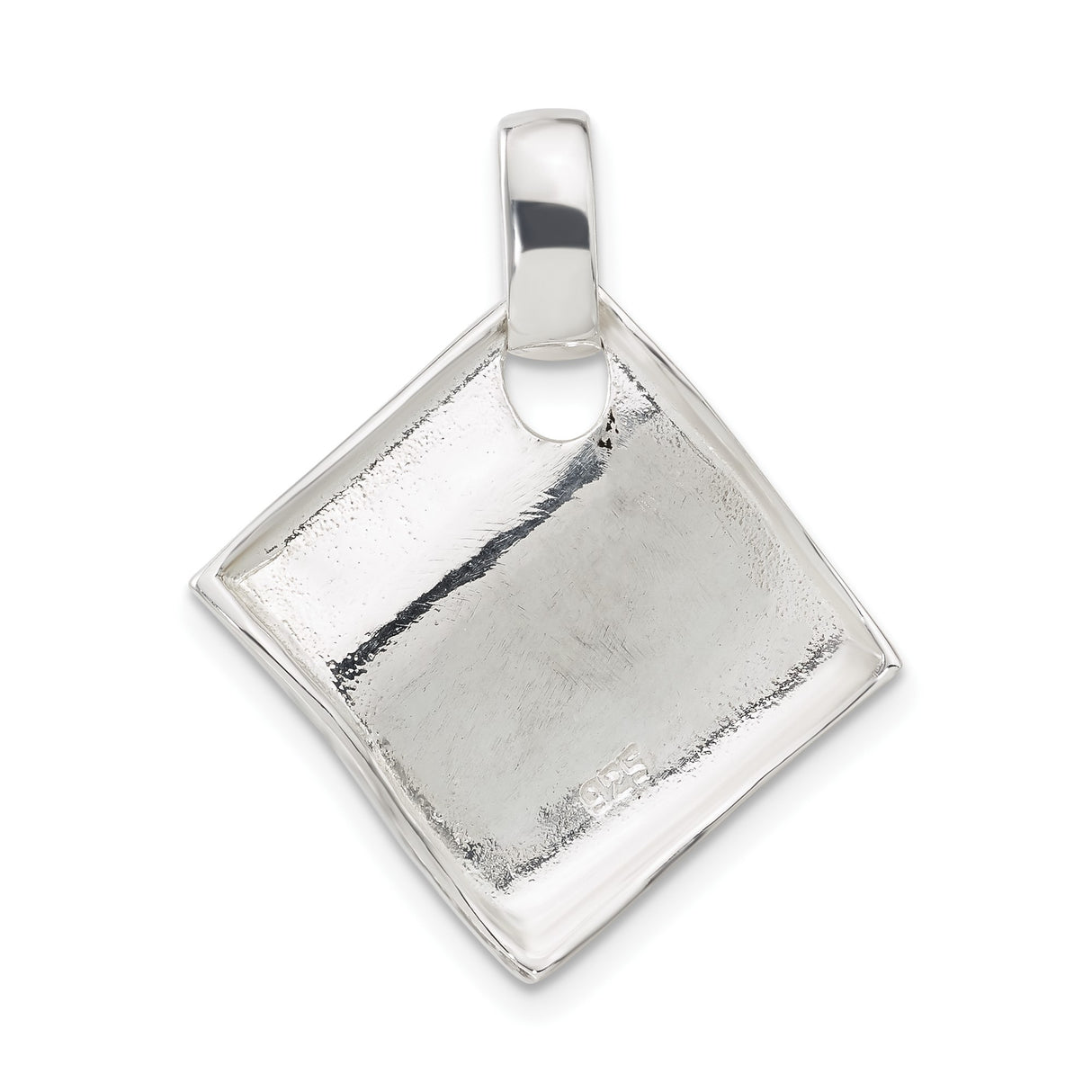 Sterling Silver Pendant with Folded Square Design, Minimalist Geometric Style