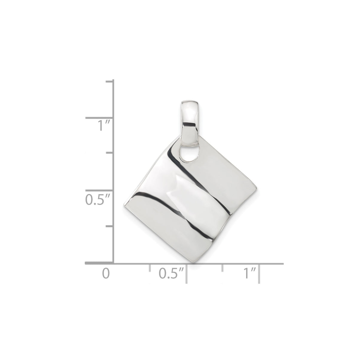 Sterling Silver Pendant with Folded Square Design, Minimalist Geometric Style