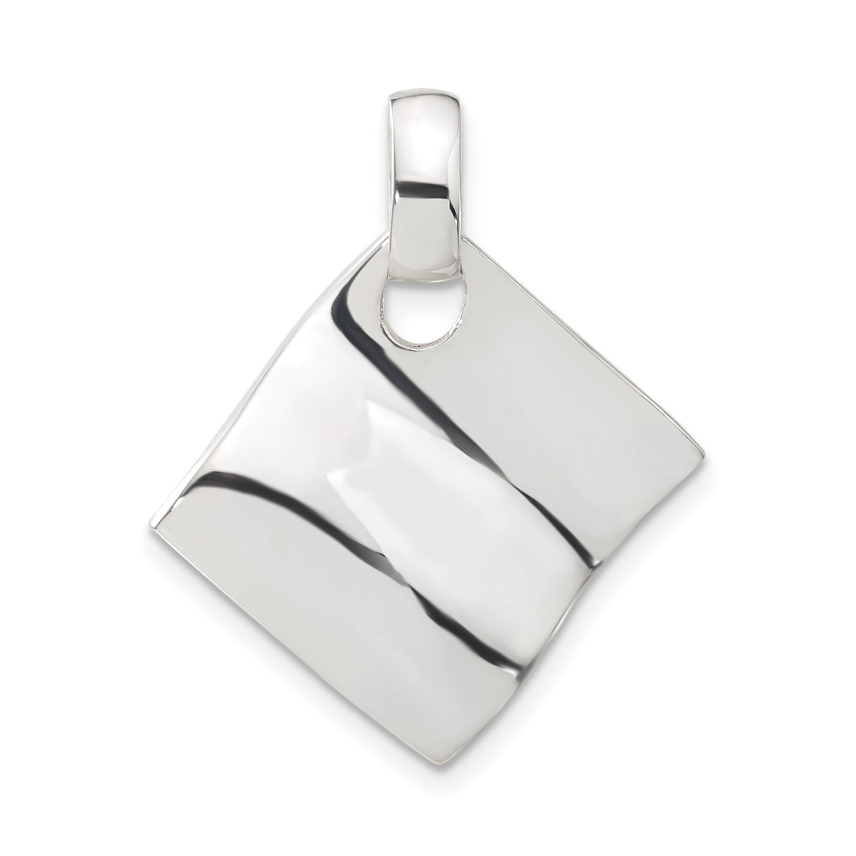 Sterling Silver Pendant with Folded Square Design, Minimalist Geometric Style