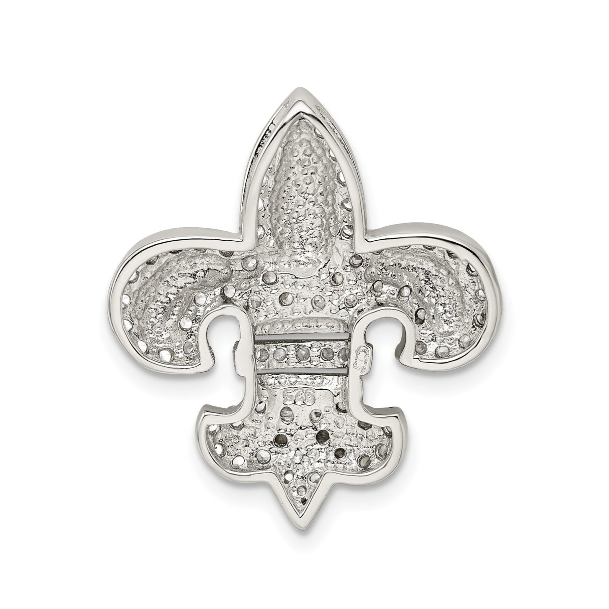 Sterling Silver Fleur-de-Lis Pendant with Cubic Zirconia, Gold-Plated Accents, French Heritage Style