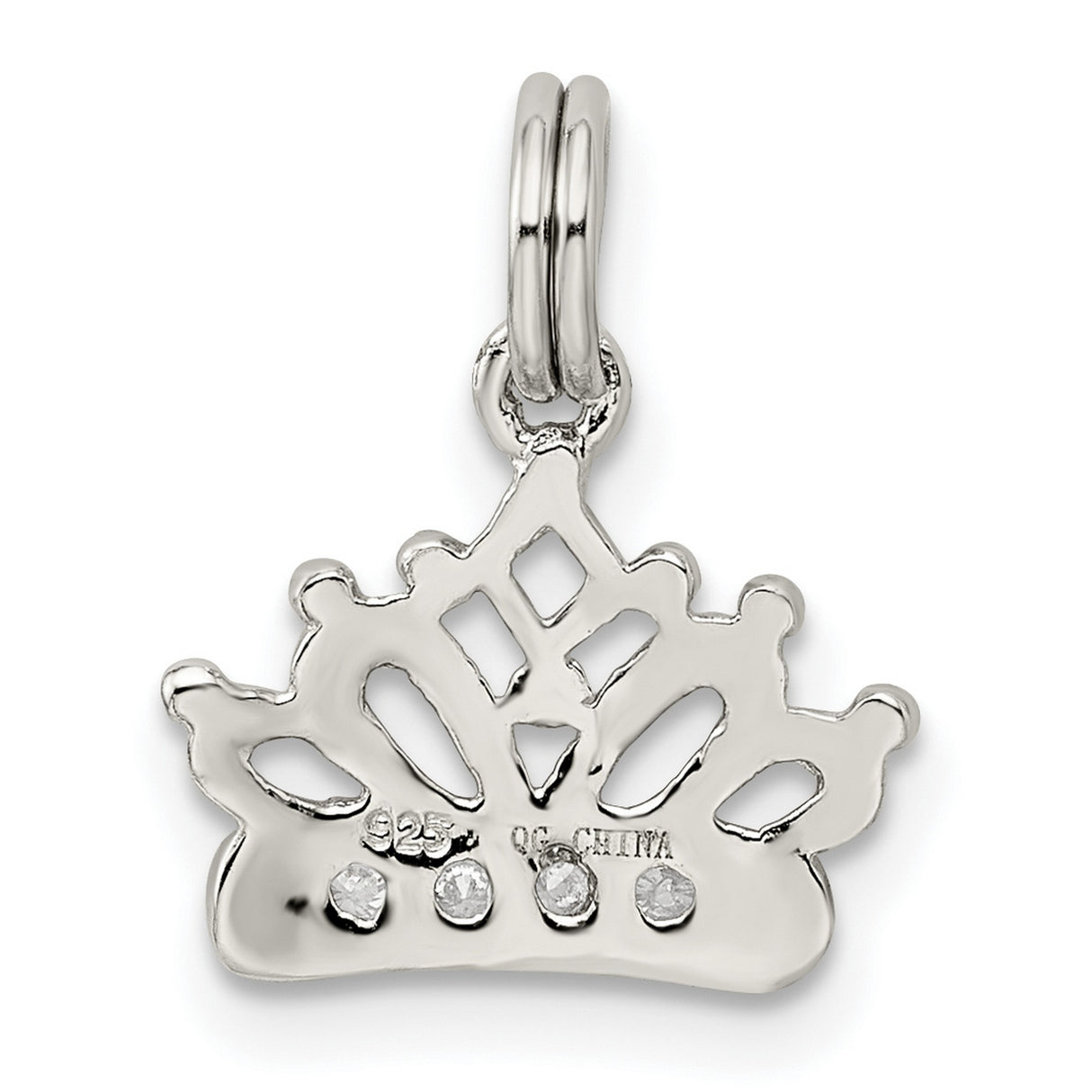 Sterling Silver Crown Pendant with Cubic Zirconia, Tiara Charm Symbolizing Empowerment and Royalty