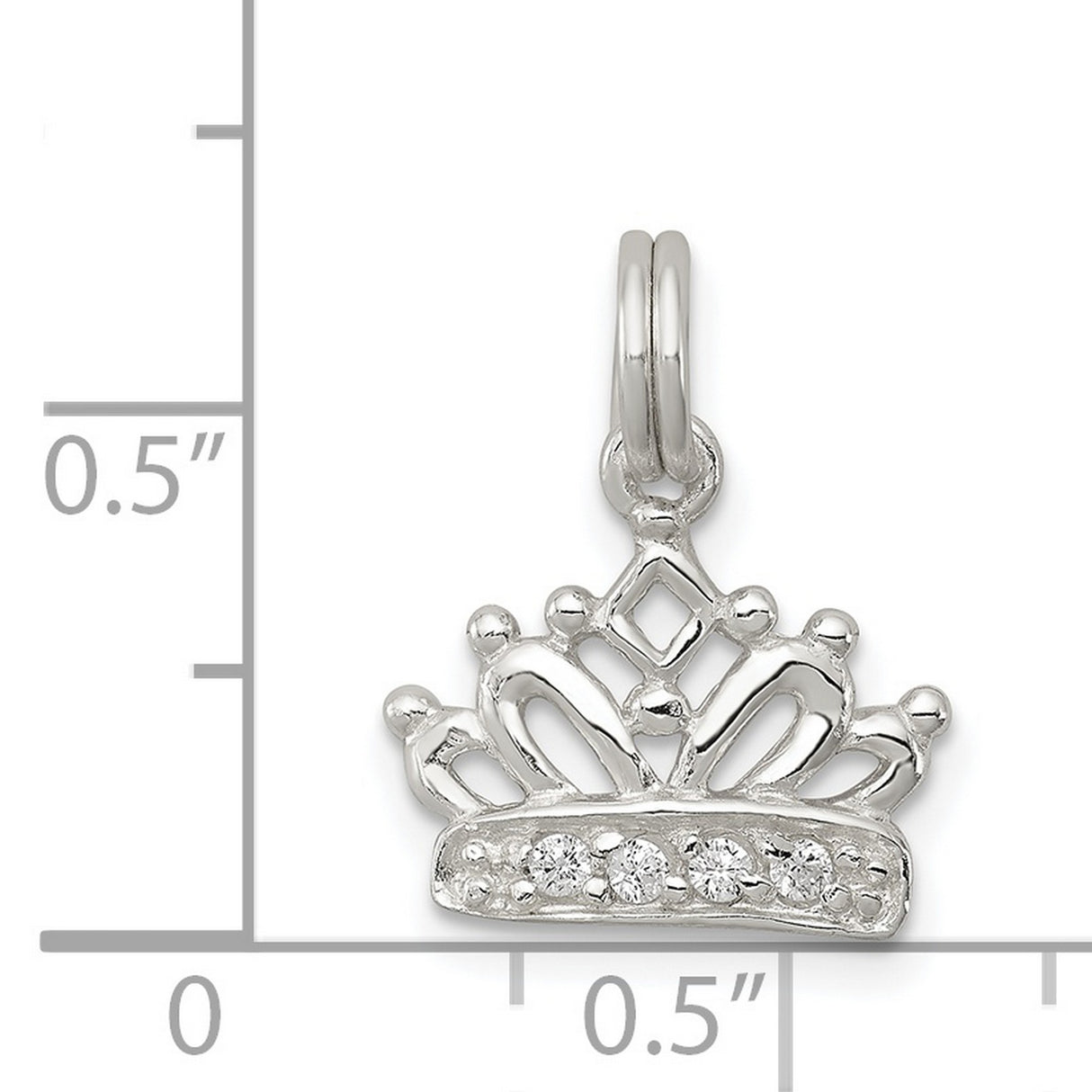 Sterling Silver Crown Pendant with Cubic Zirconia, Tiara Charm Symbolizing Empowerment and Royalty
