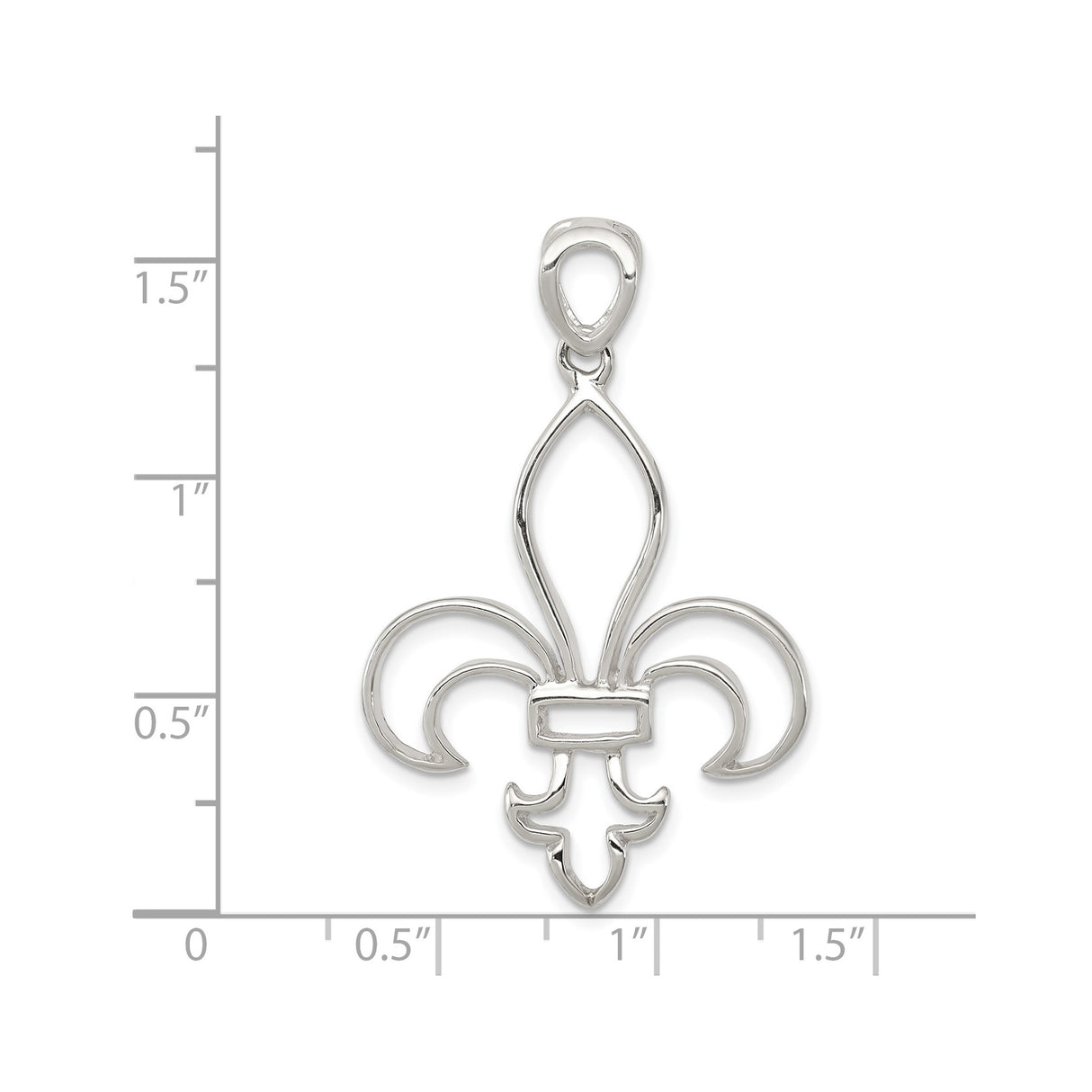Sterling Silver Pendant, Openwork Fleur-de-Lis Design, French Symbol Motif for Women
