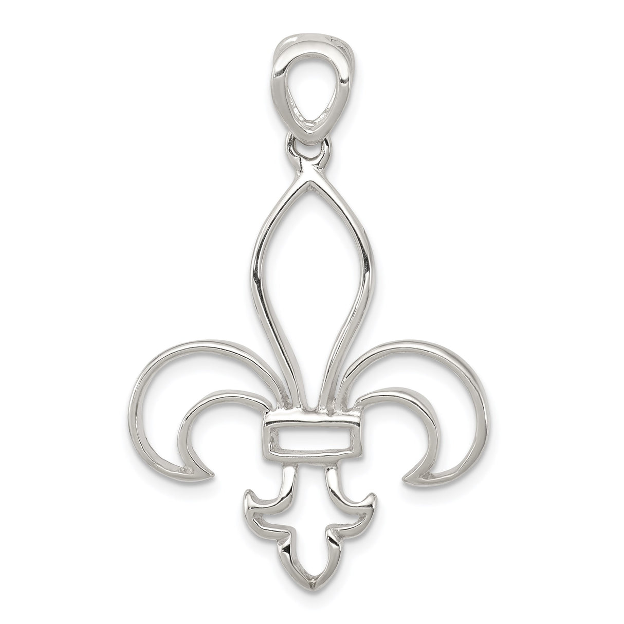 Sterling Silver Pendant, Openwork Fleur-de-Lis Design, French Symbol Motif for Women