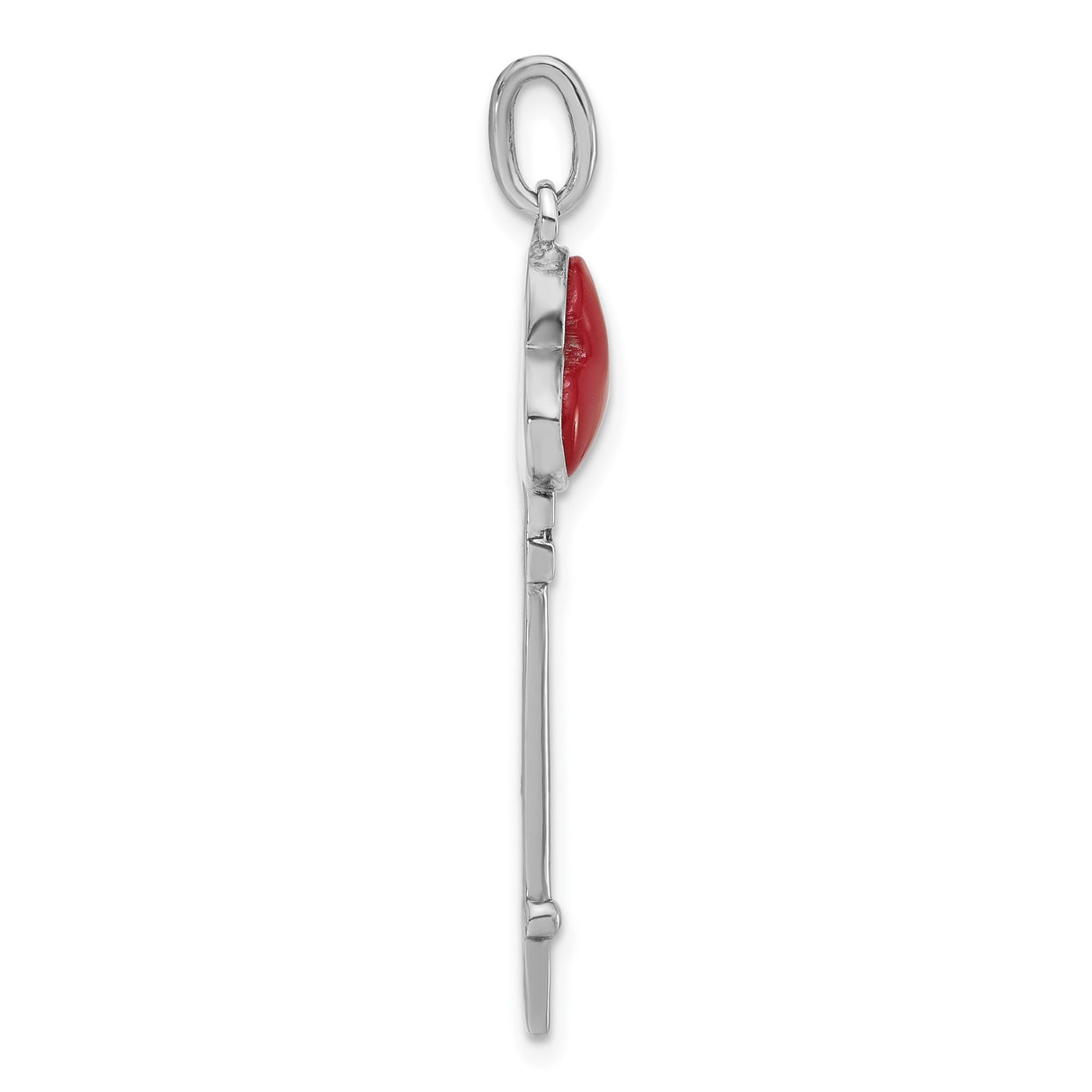 Sterling Silver Key Pendant with Red Enamel Clover, Vintage Inspired Design for Women