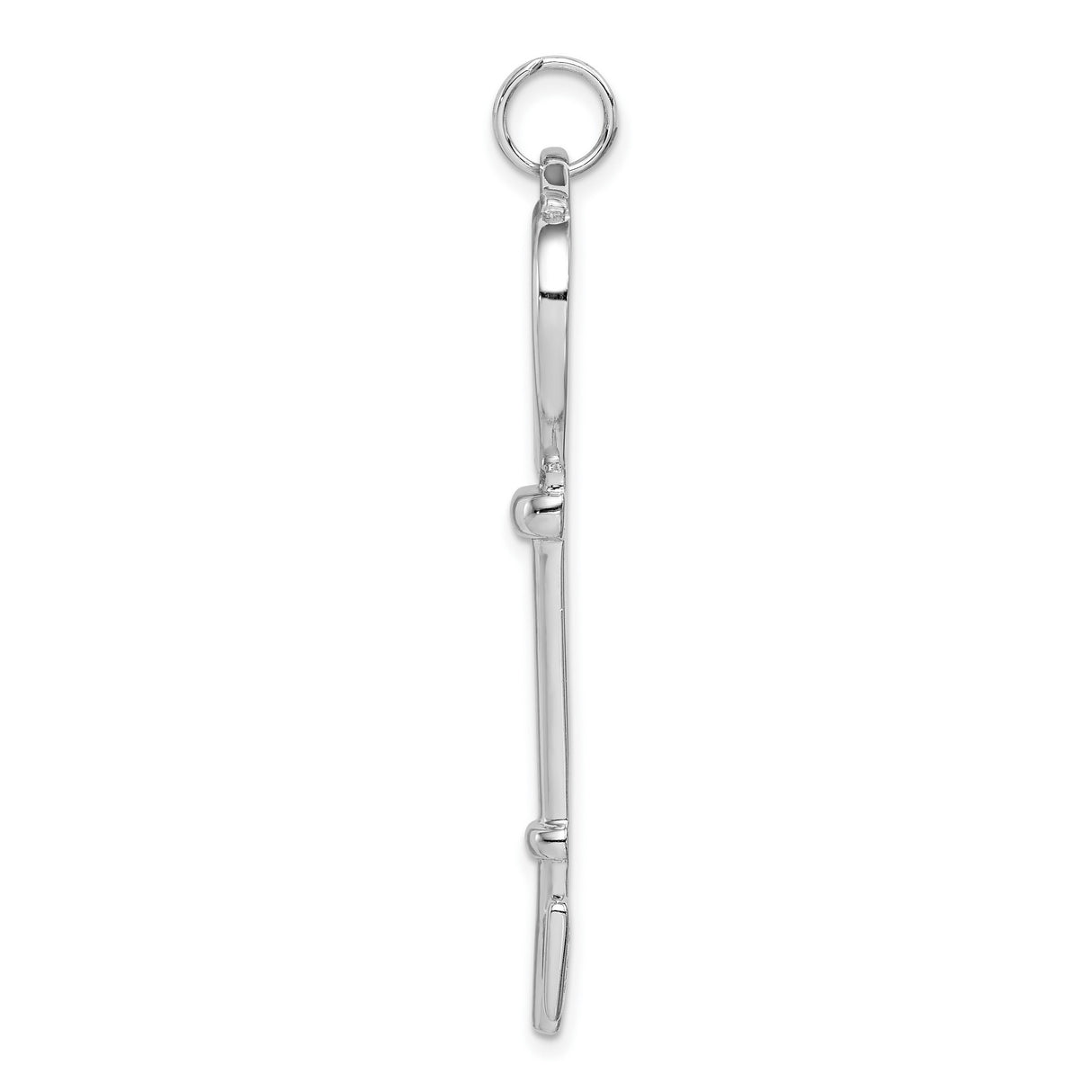 Open Heart Top Large Key Charm Pendant in Real 925 Sterling Silver