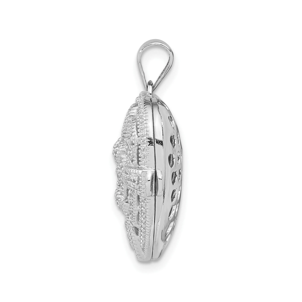 Sterling Silver Heart Locket Pendant with Cubic Zirconia and Filigree Design for Women