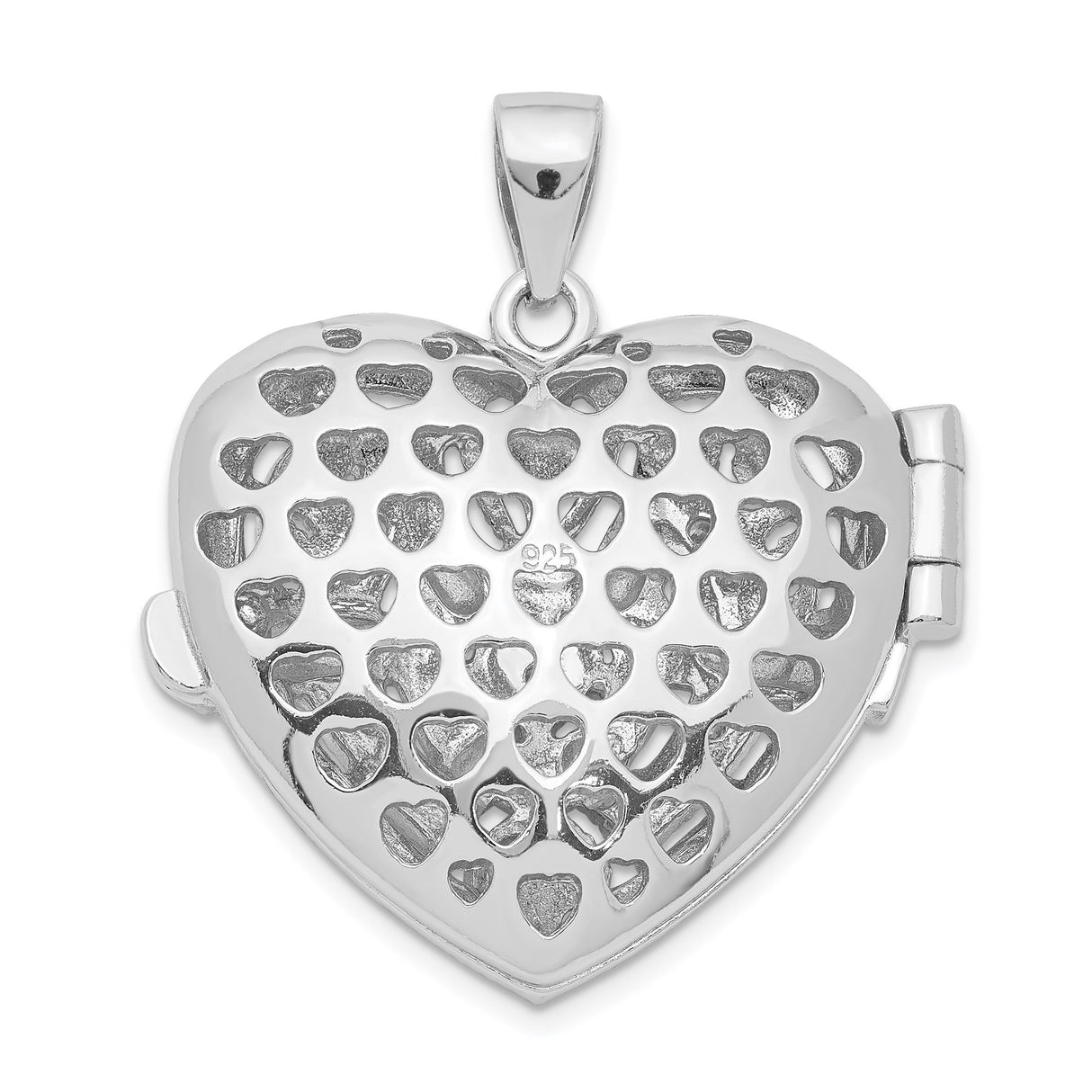 Sterling Silver Heart Locket Pendant with Cubic Zirconia and Filigree Design for Women