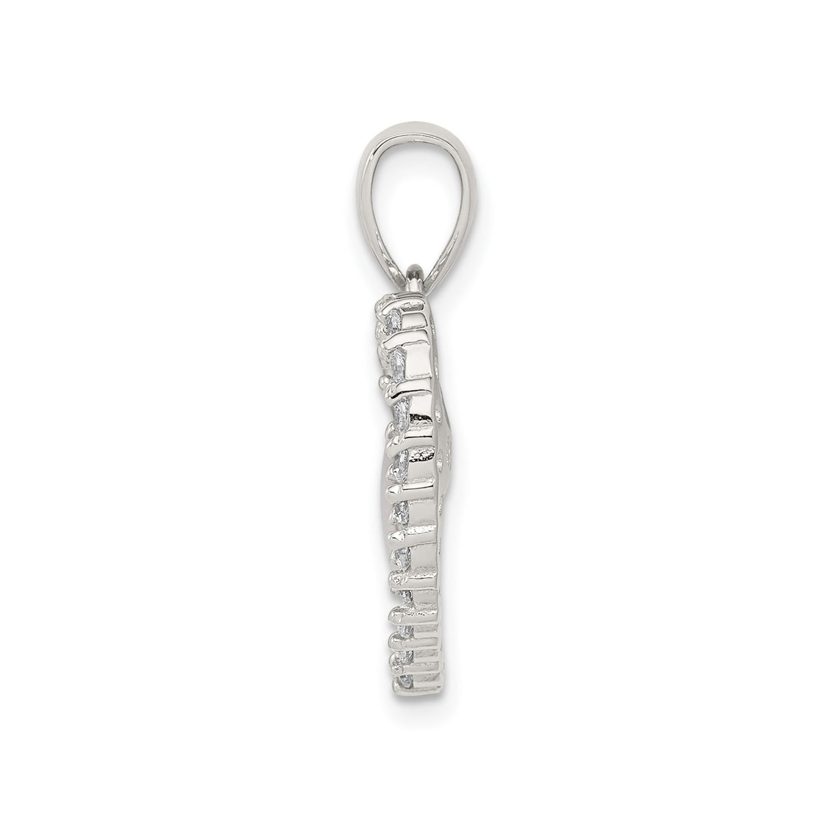 Sterling Silver Heart Pendant with Cubic Zirconia Accents, Open Heart Design for Women