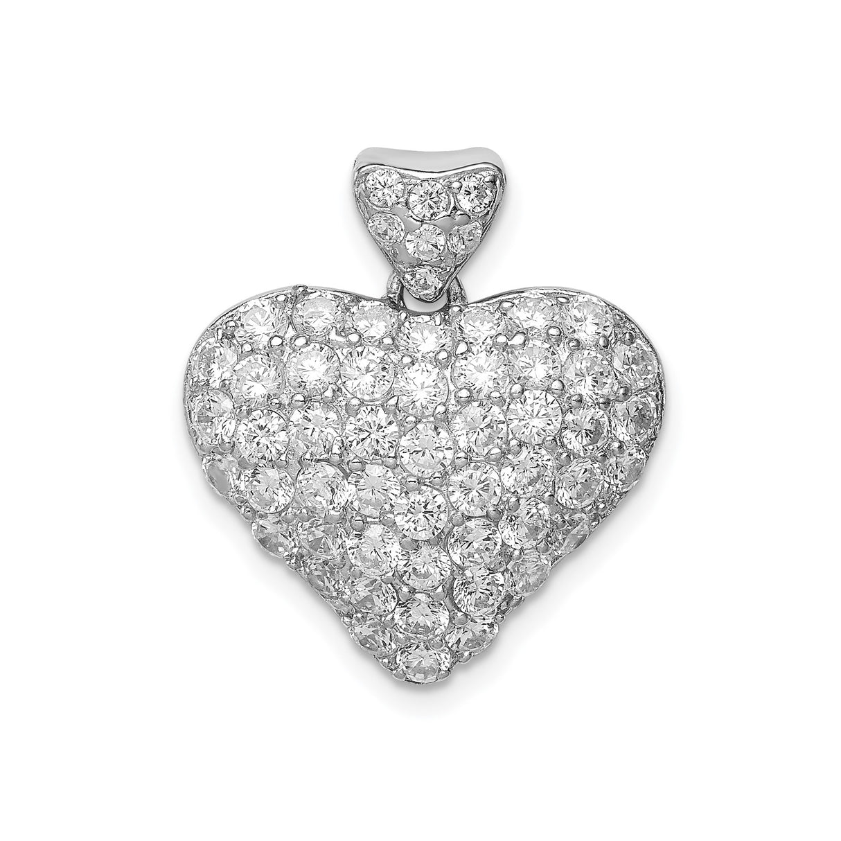 Sterling Silver Heart Pendant with Cubic Zirconia, Romantic Love Jewelry for Women