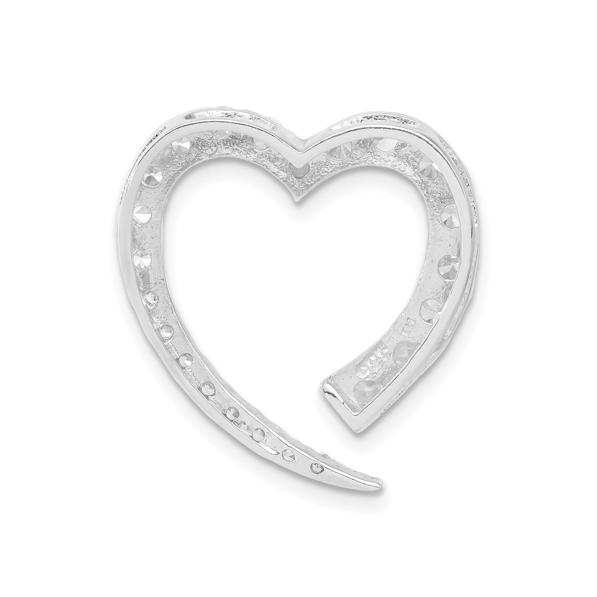 Sterling Silver Heart Pendant with Cubic Zirconia, Romantic Open Heart Design for Women