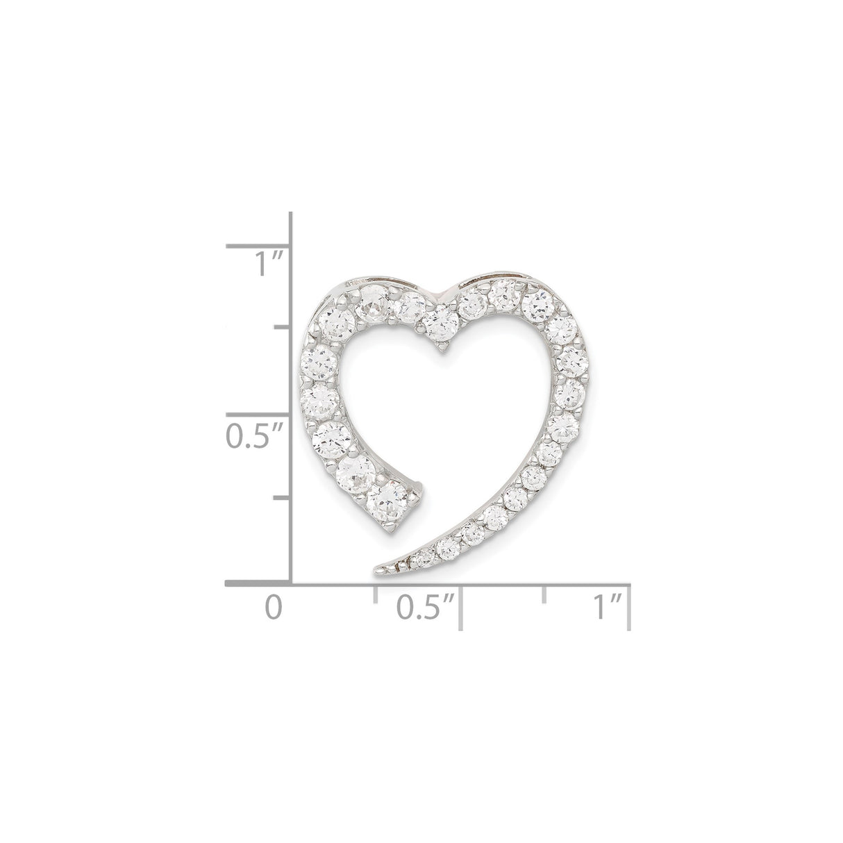 Sterling Silver Heart Pendant with Cubic Zirconia, Romantic Open Heart Design for Women