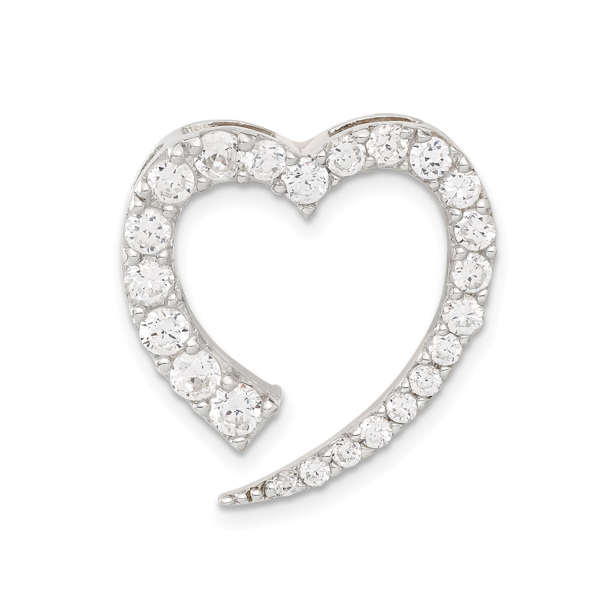 Sterling Silver Heart Pendant with Cubic Zirconia, Romantic Open Heart Design for Women