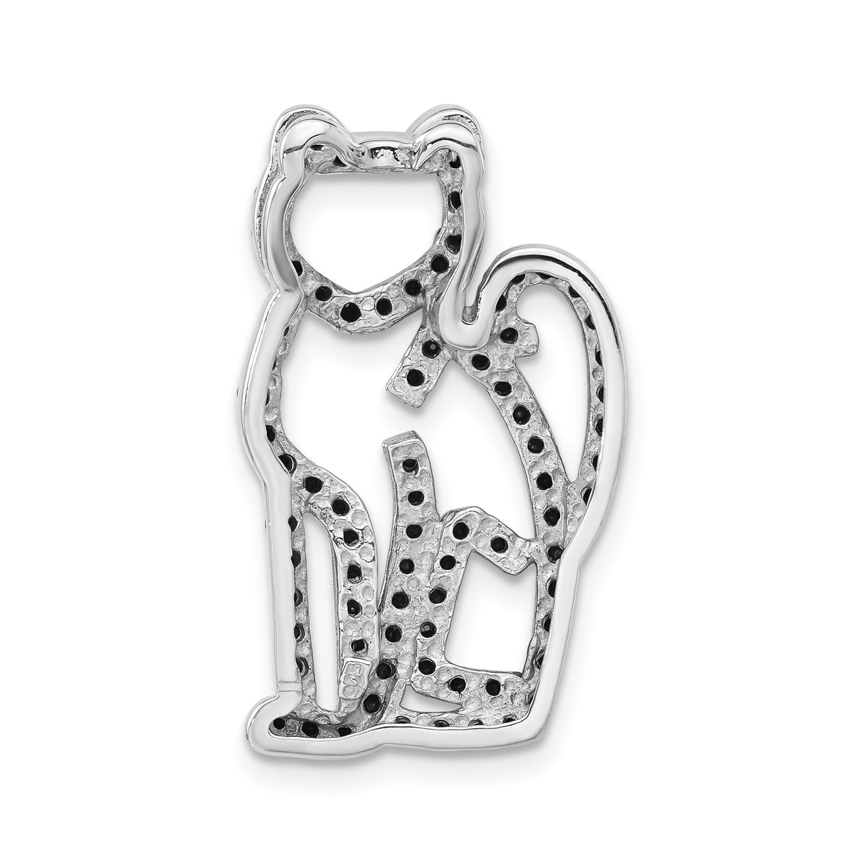 Sterling Silver Cat Pendant with Cubic Zirconia, Abstract Feline Design for Women
