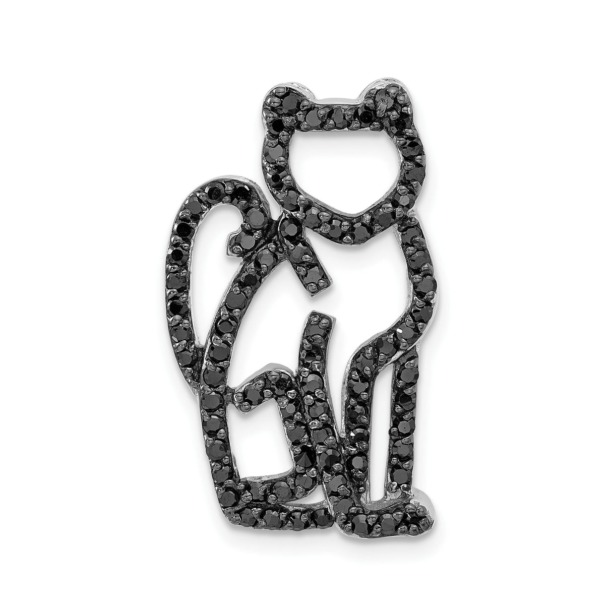 Sterling Silver Cat Pendant with Cubic Zirconia, Abstract Feline Design for Women