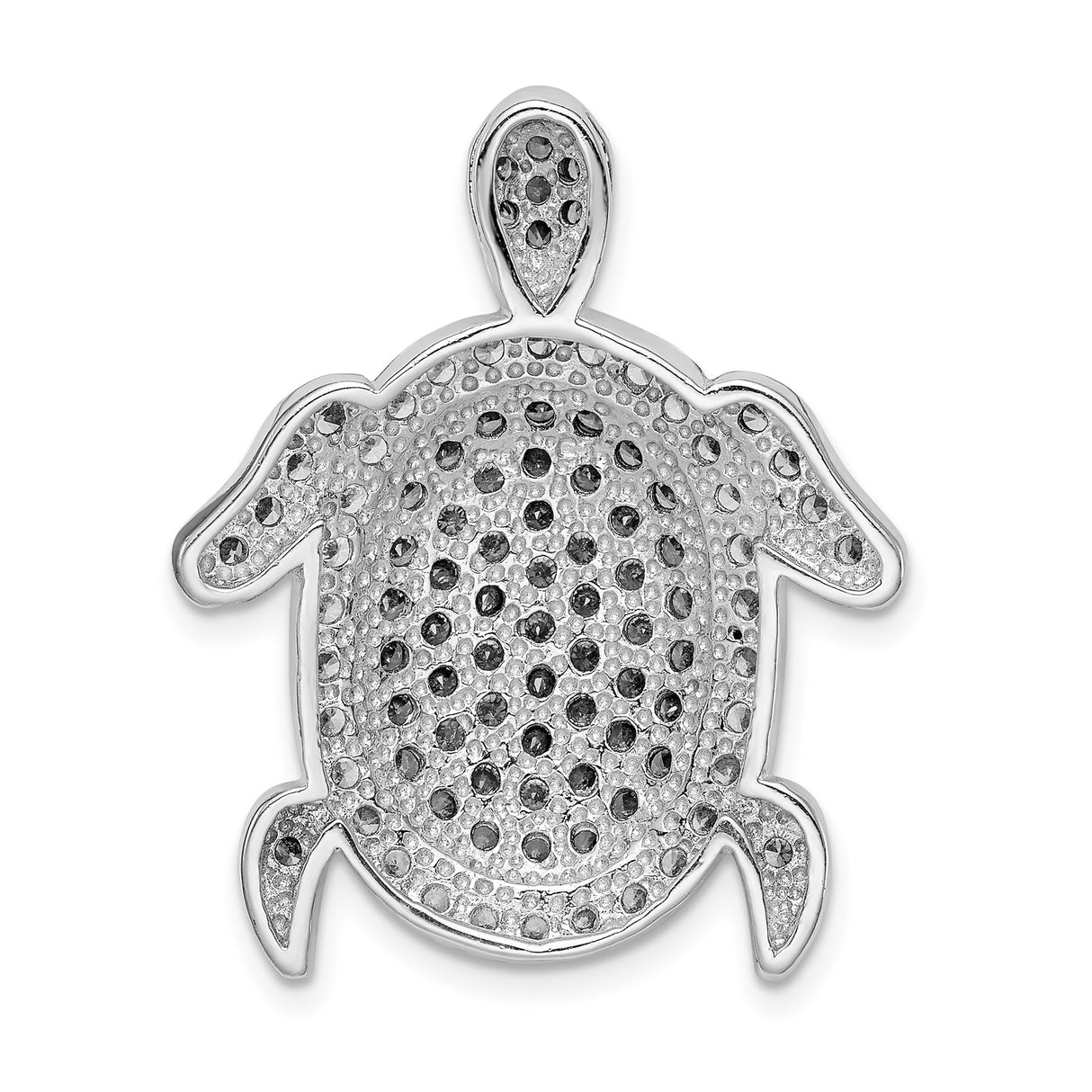Sterling Silver Sea Turtle Pendant with Cubic Zirconia, Ocean Animal Nature Jewelry