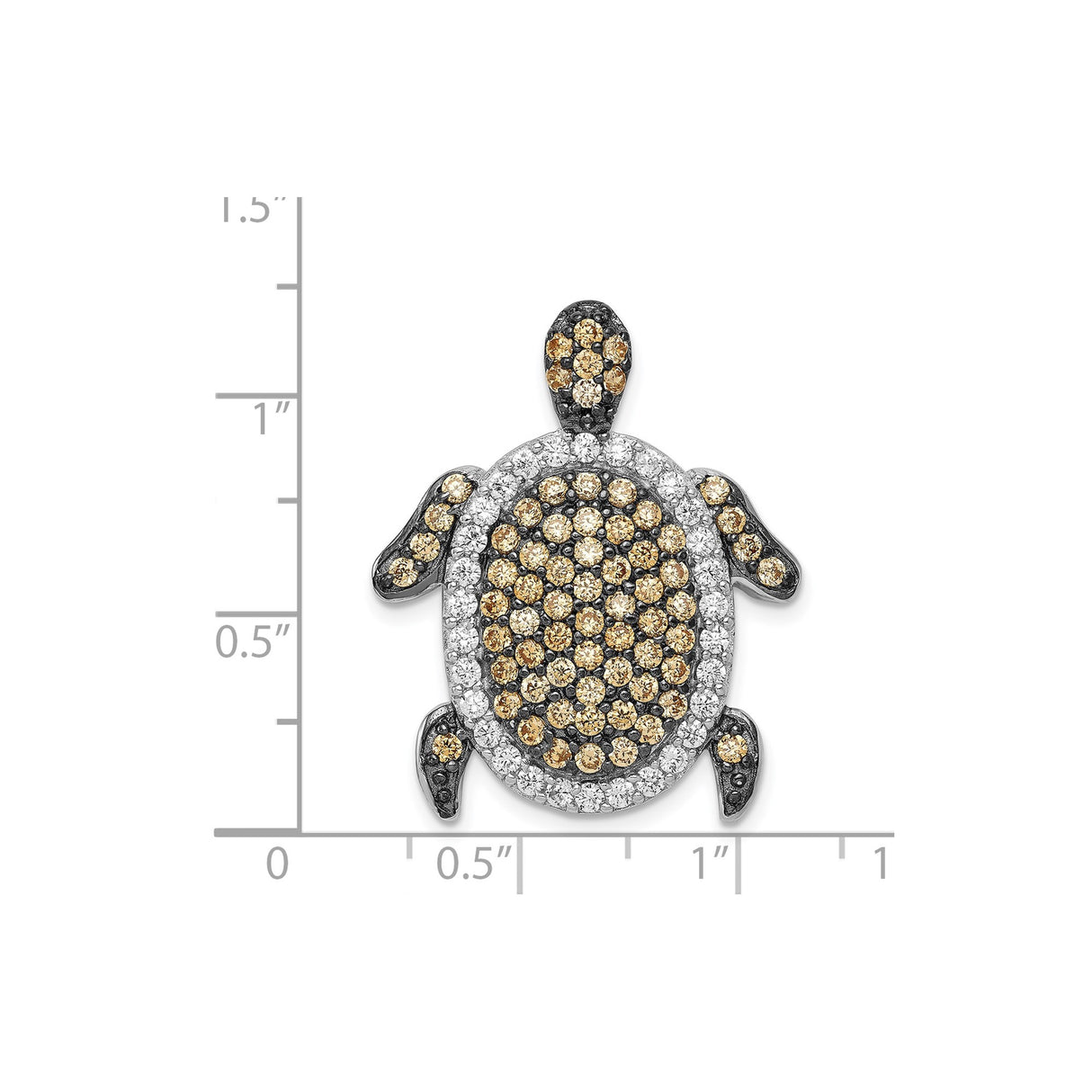 Sterling Silver Sea Turtle Pendant with Cubic Zirconia, Ocean Animal Nature Jewelry