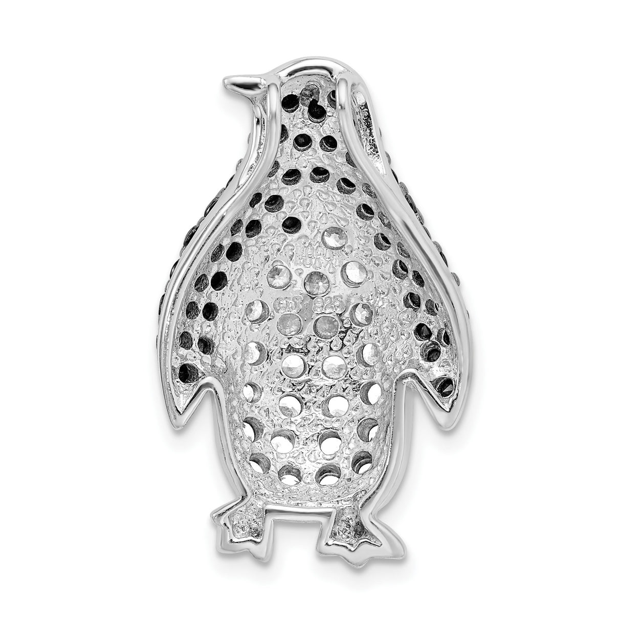 Sterling Silver Penguin Pendant with Black and White Cubic Zirconia Pavé, Nature Inspired Charm