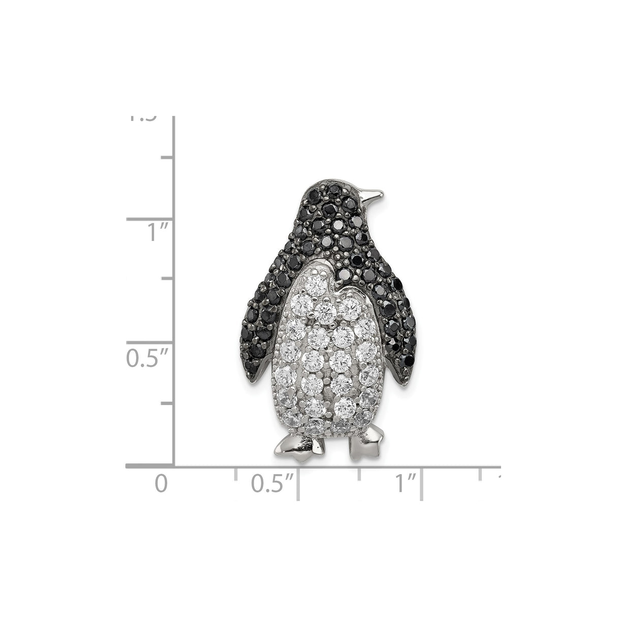 Sterling Silver Penguin Pendant with Black and White Cubic Zirconia Pavé, Nature Inspired Charm