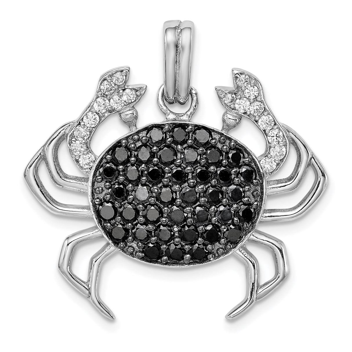 Sterling Silver Crab Pendant with Cubic Zirconia, Zodiac Cancer Astrology Jewelry