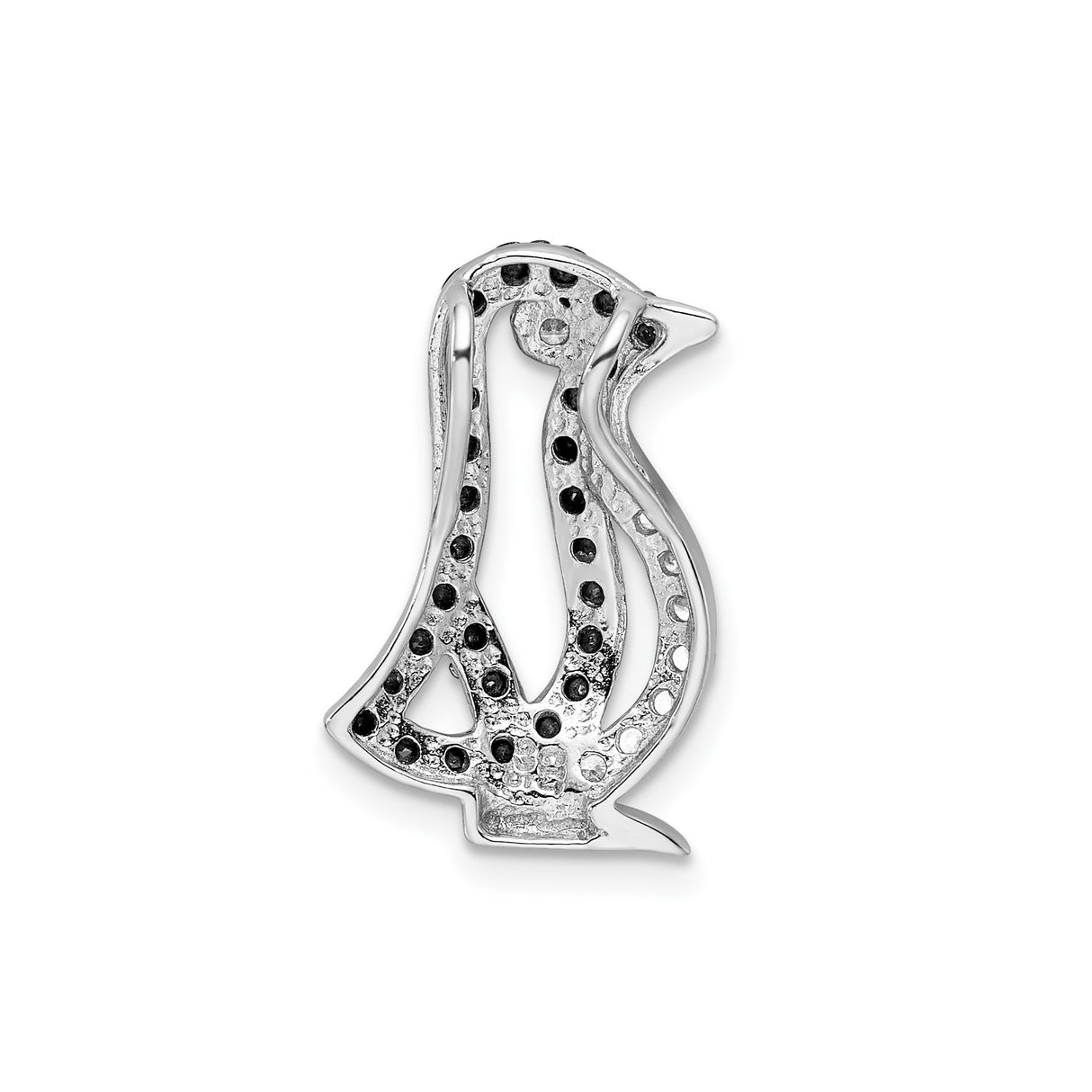 Sterling Silver Penguin Pendant with Black and White Cubic Zirconia, Animal Charm for Women