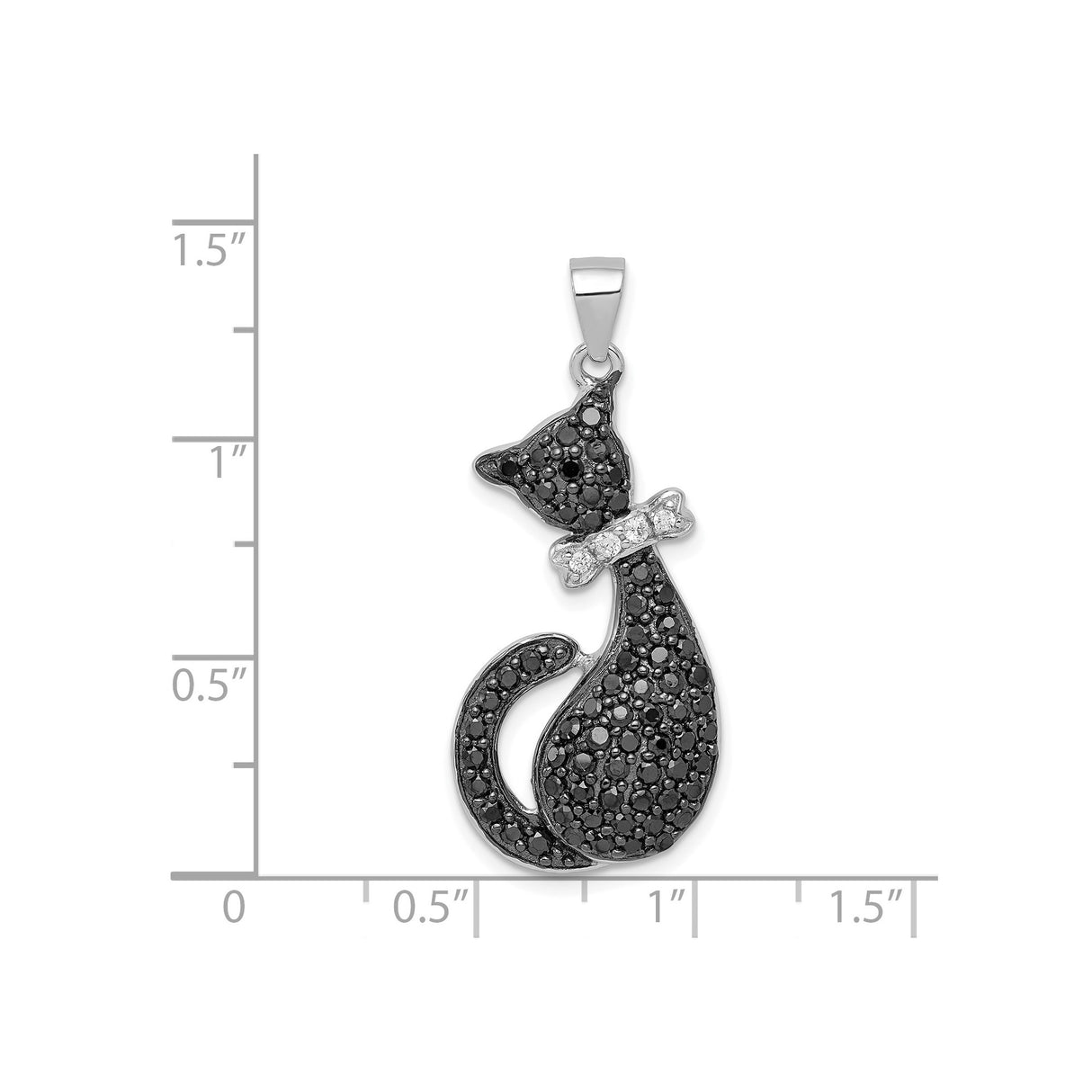 Sterling Silver Cat Pendant with Cubic Zirconia, Whimsical Animal-Themed Design for Women