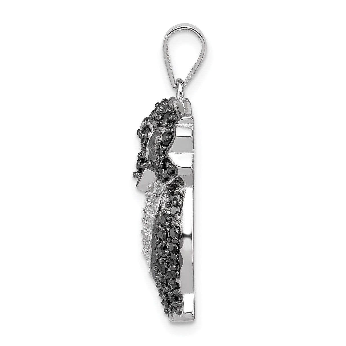 Sterling Silver Owl Pendant with Black and White Cubic Zirconia, Nature-Inspired Design