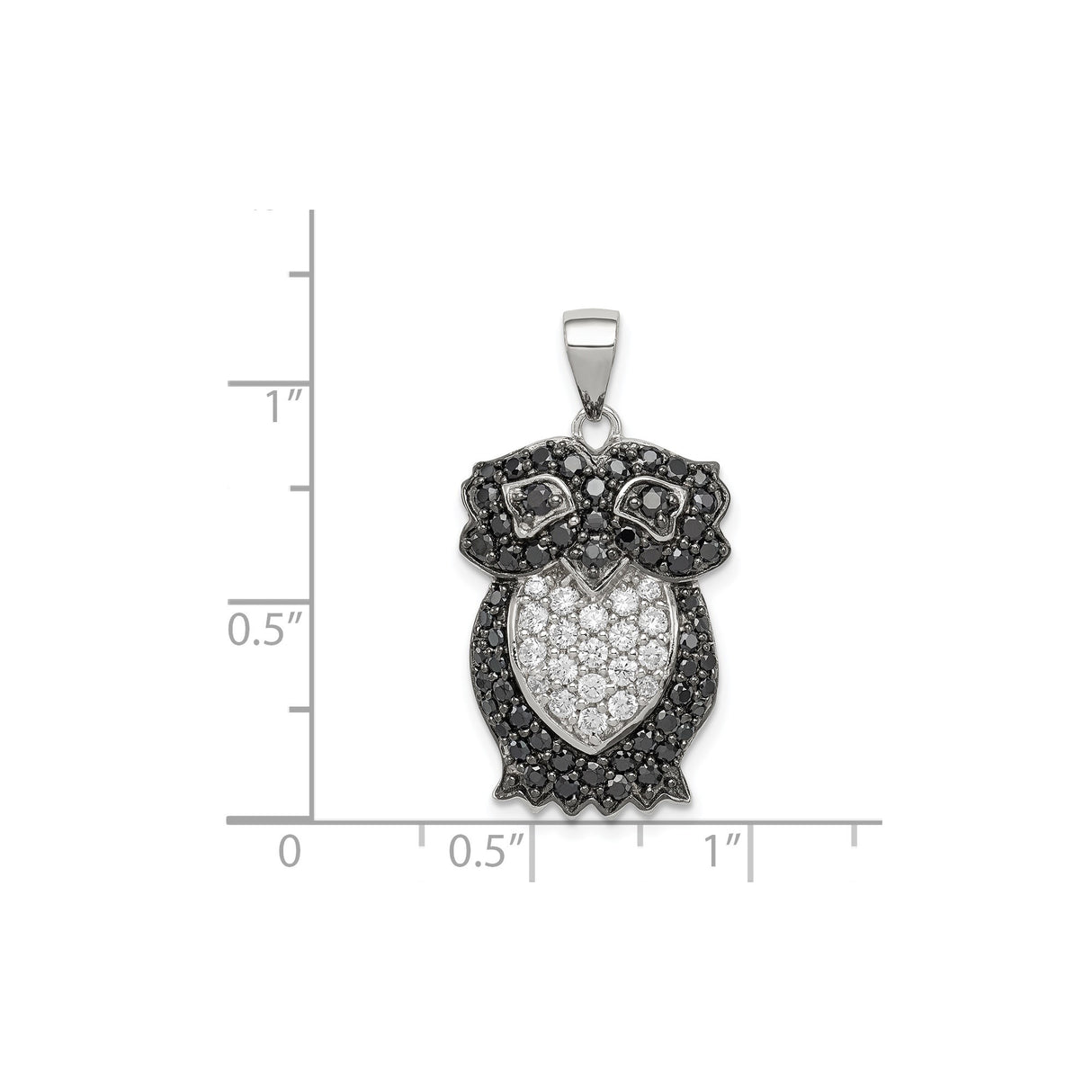 Sterling Silver Owl Pendant with Black and White Cubic Zirconia, Nature-Inspired Design