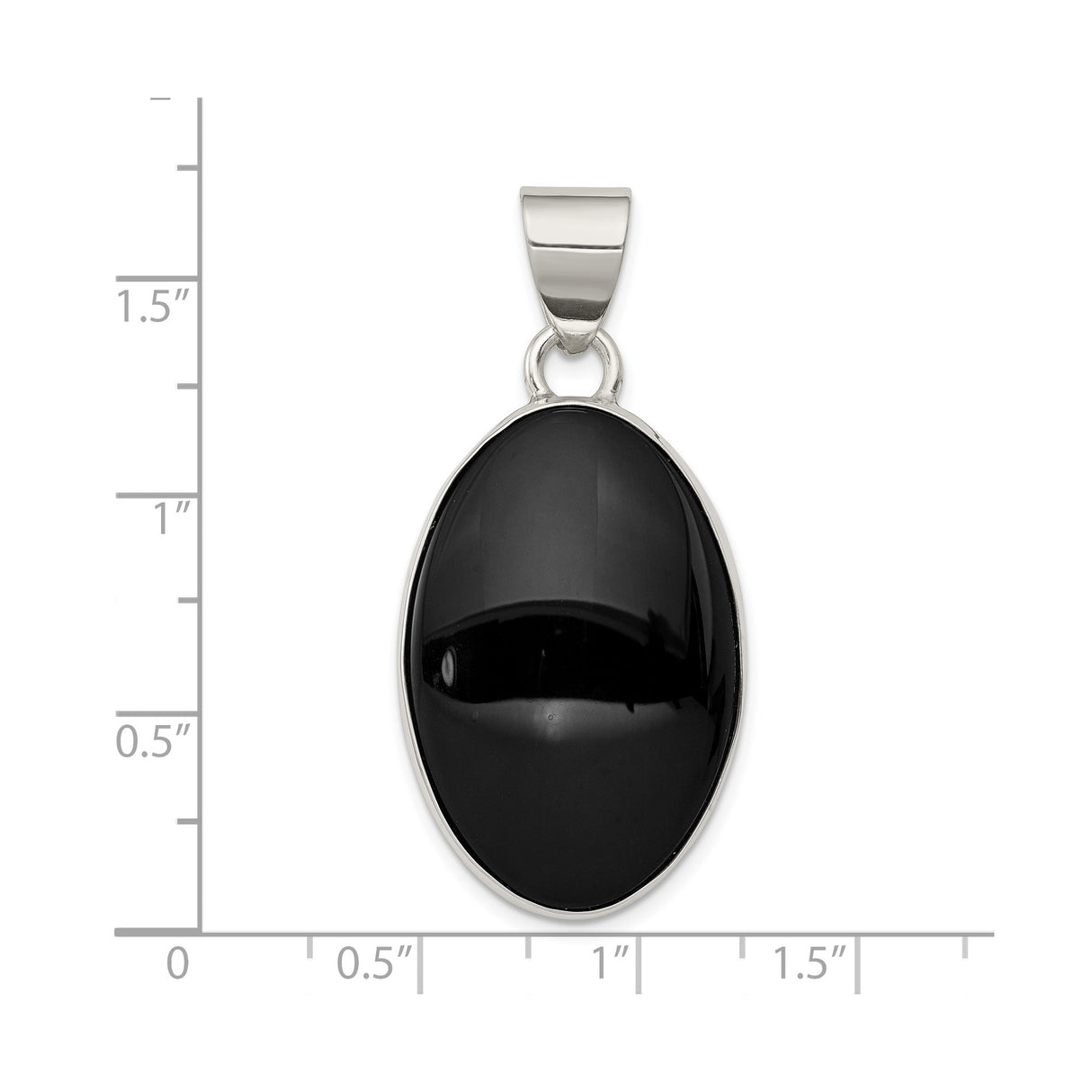 Sterling Silver Oval Pendant with Black Onyx, Minimalist Unisex Spiritual Jewelry