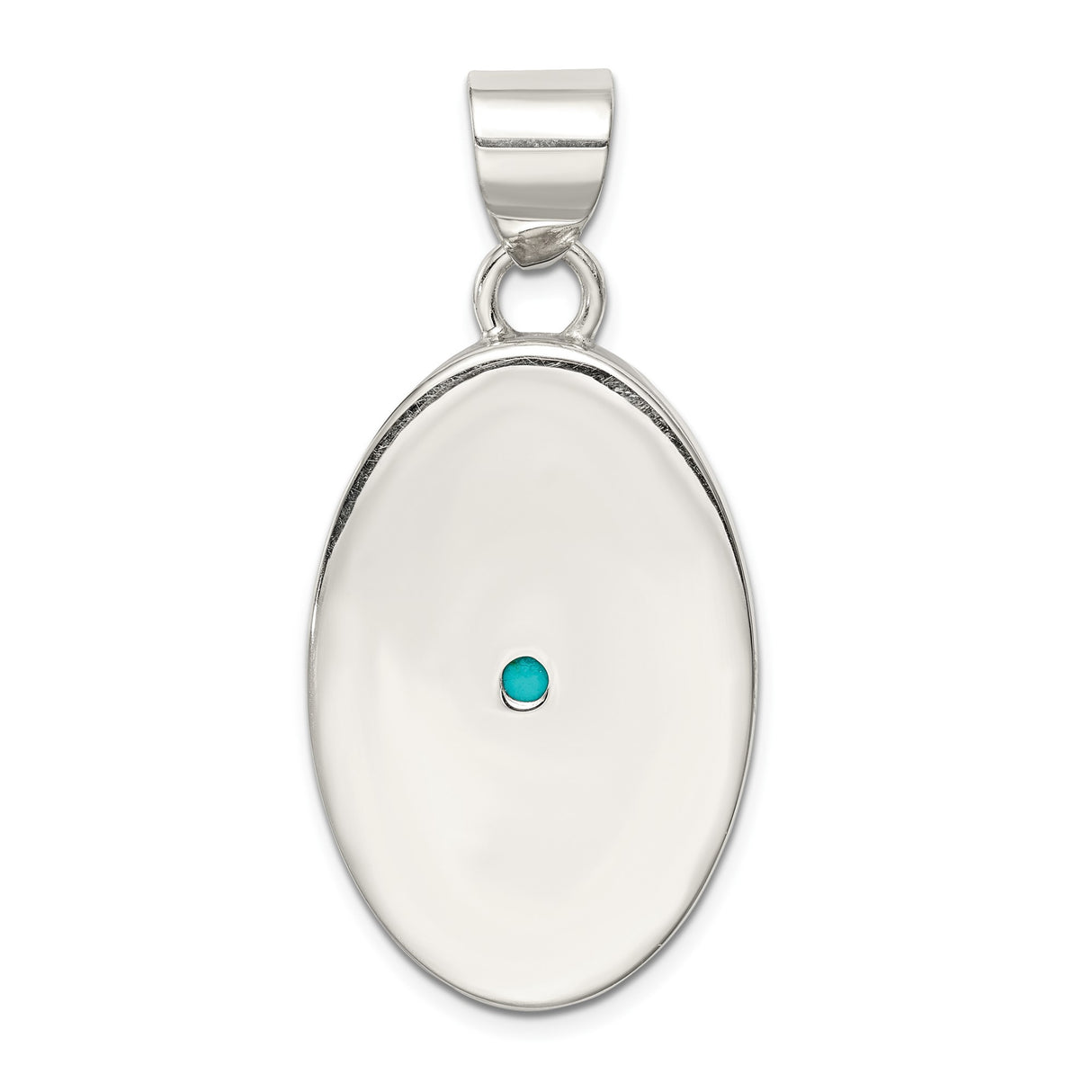 Sterling Silver Oval Turquoise Pendant, Minimalist Southwestern Style Healing Jewelry for Women