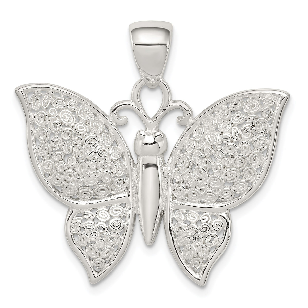 Sterling Silver Butterfly Pendant with Filigree Design, Nature-Inspired Charm for Women