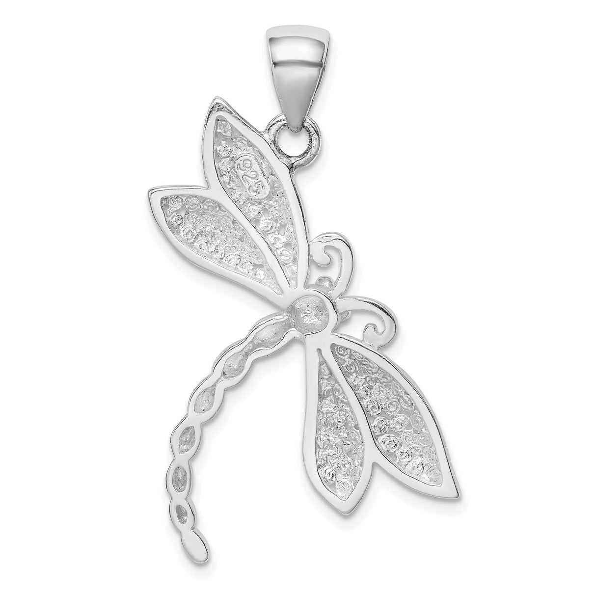 Sterling Silver Dragonfly Pendant with Textured Wings, Boho Nature-Inspired Design for Women