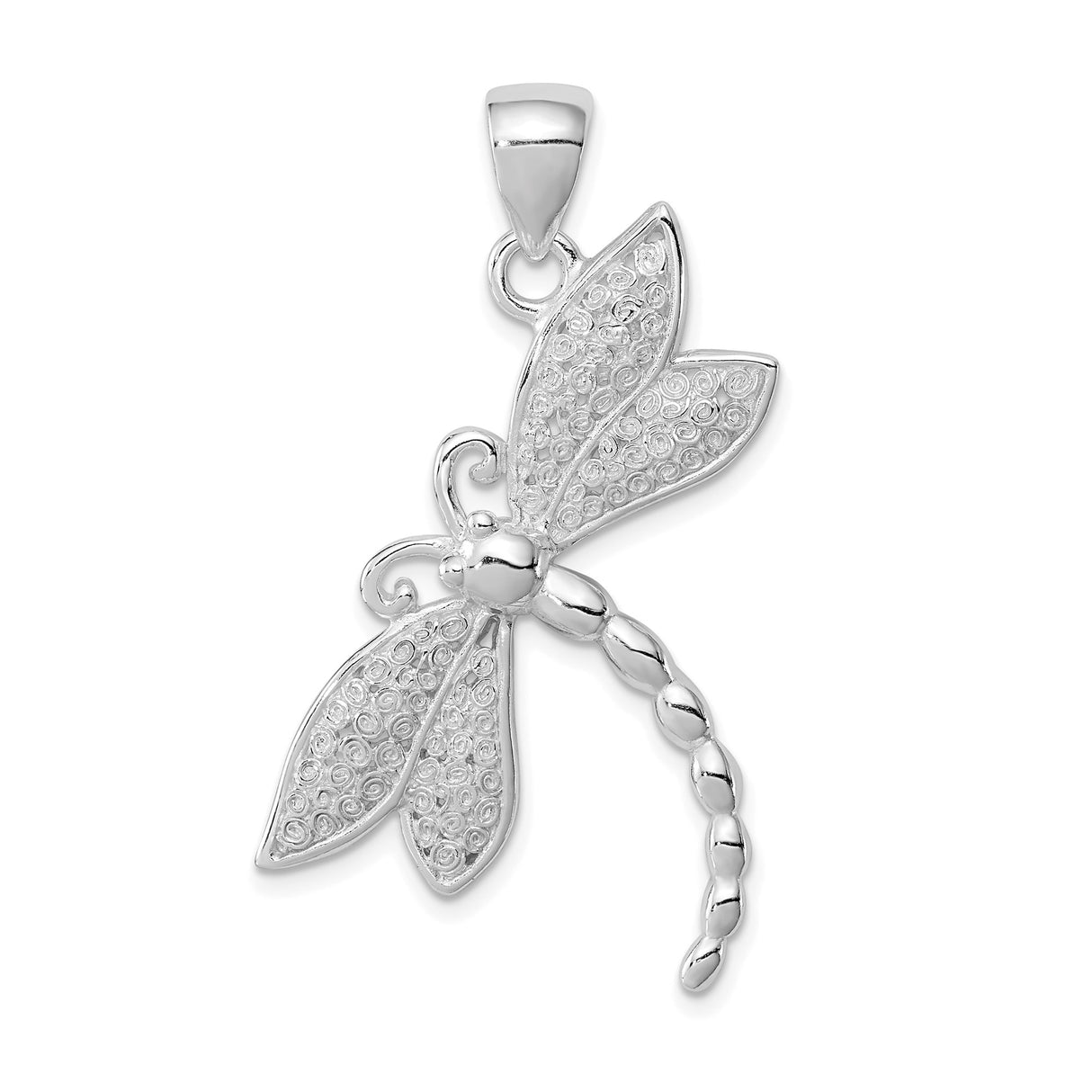 Sterling Silver Dragonfly Pendant with Textured Wings, Boho Nature-Inspired Design for Women