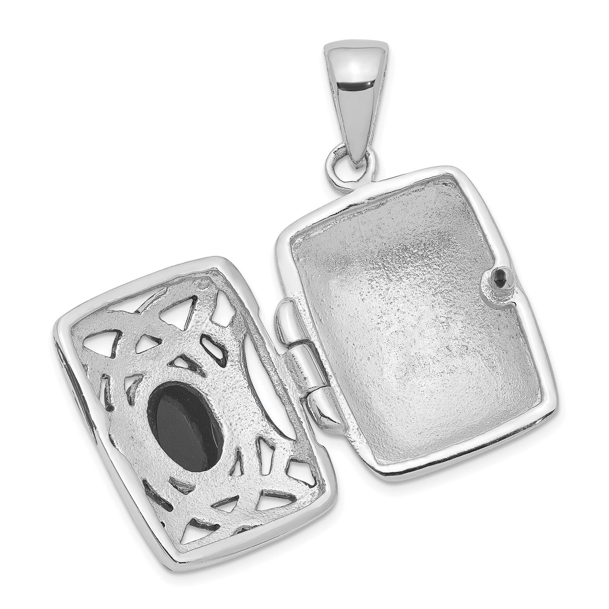 Sterling Silver Celtic Locket Pendant with Black Onyx, Rectangular Knot Design