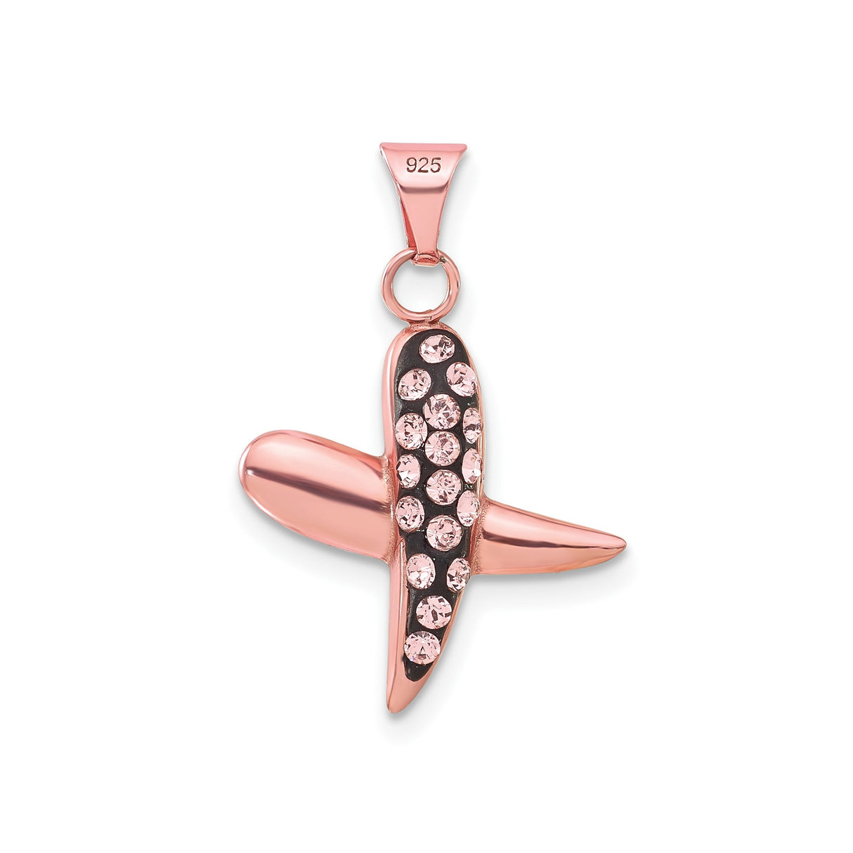 Sterling Silver Rose Gold-Plated Cross Pendant with Pink Crystal Accents, Christian Faith Jewelry for Women