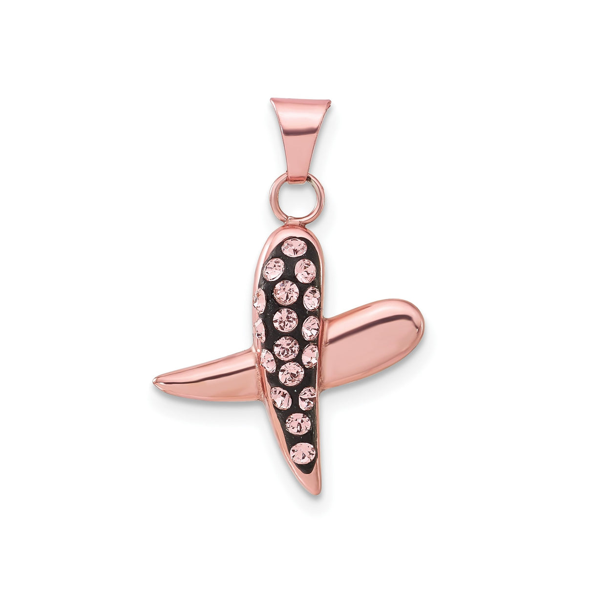 Sterling Silver Rose Gold-Plated Cross Pendant with Pink Crystal Accents, Christian Faith Jewelry for Women