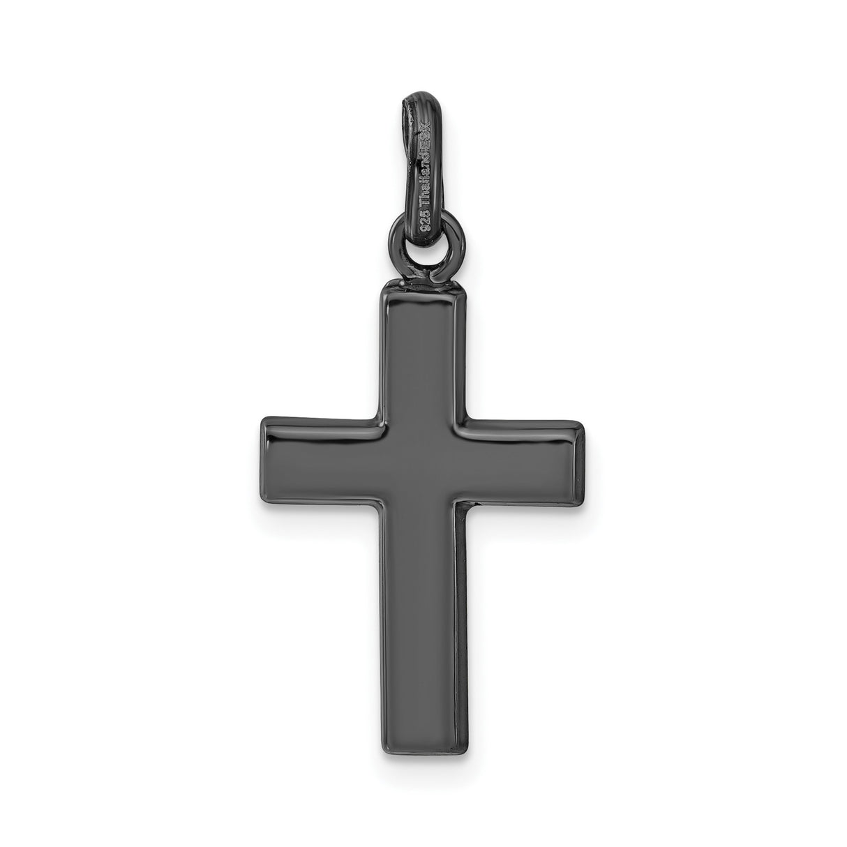 Sterling Silver Cross Pendant with Black Ceramic and Red Crystal Accents