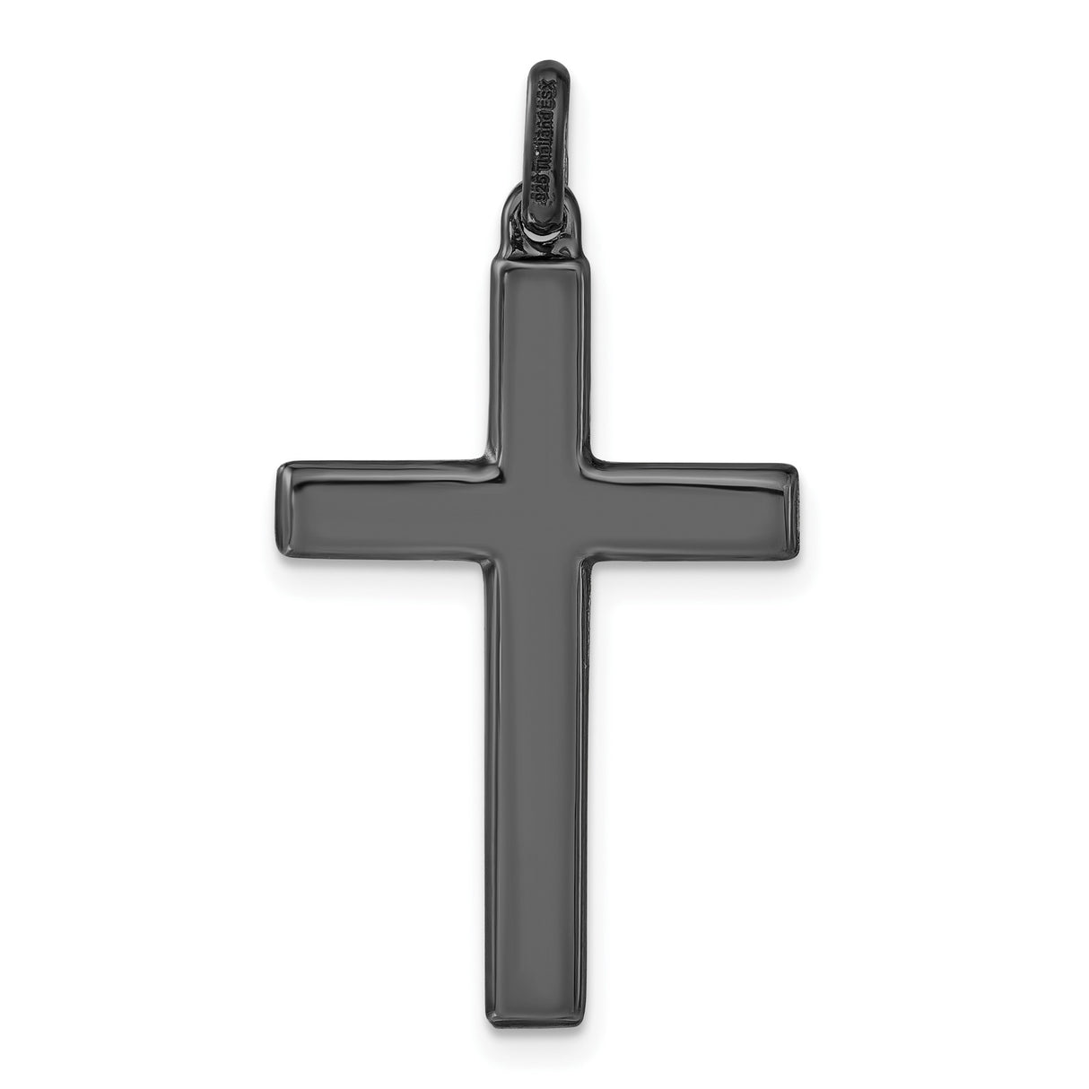 Sterling Silver Cross Pendant with Black Ceramic and Red Crystal, Modern Religious Unisex Jewelry