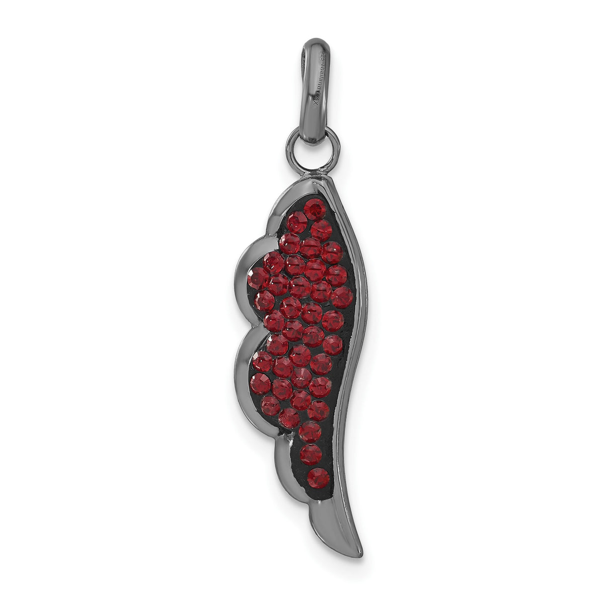 Sterling Silver Pendant with Red Crystal Italian Horn, Cornuto Amulet Charm for Women