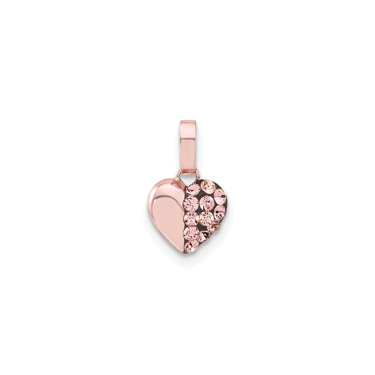 Sterling Silver Heart Pendant with Pink Crystal Accents and Rose Gold Plating for Women